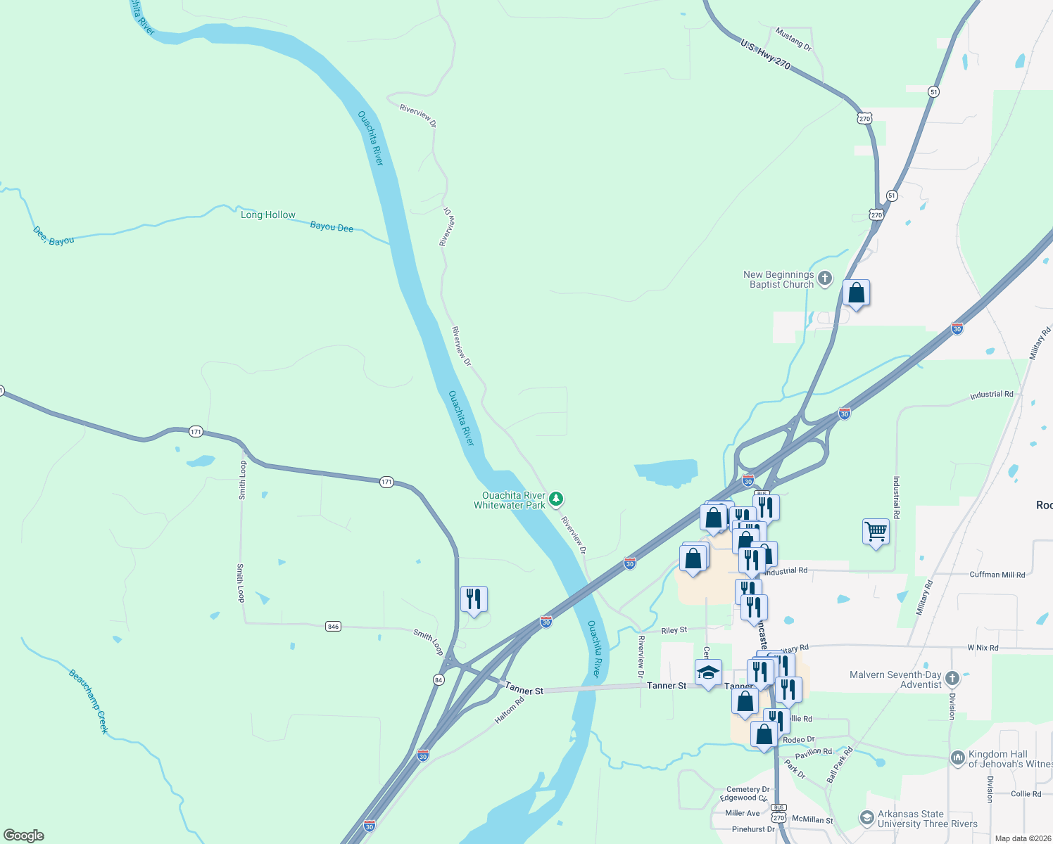 map of restaurants, bars, coffee shops, grocery stores, and more near 966 Riverpark Drive in Malvern