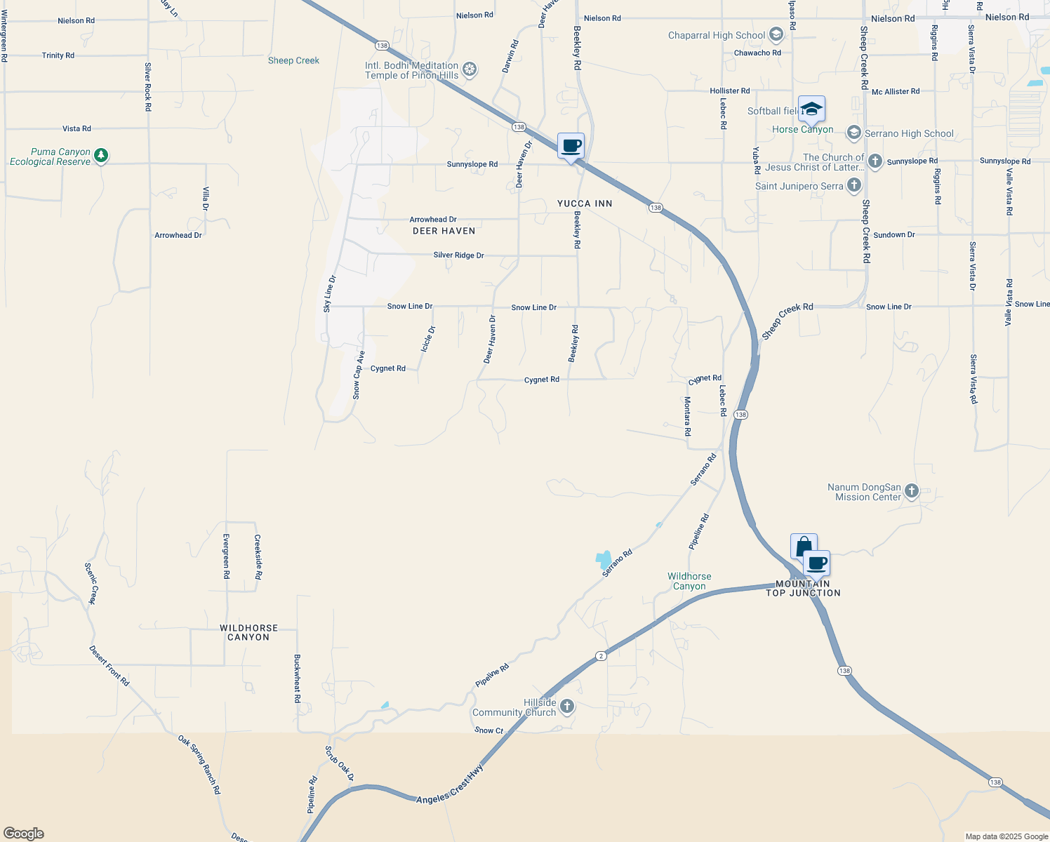 map of restaurants, bars, coffee shops, grocery stores, and more near in Piñon Hills