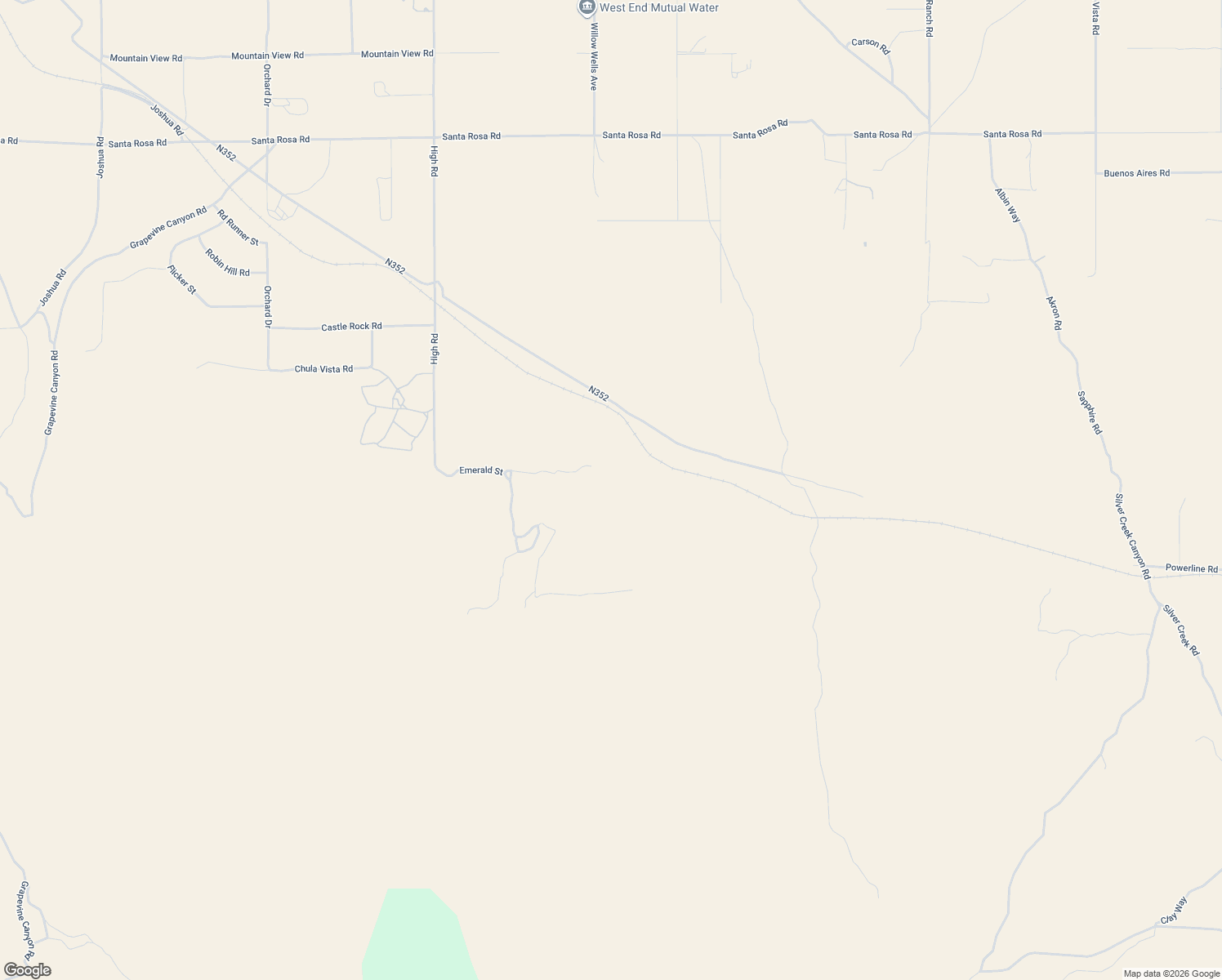 map of restaurants, bars, coffee shops, grocery stores, and more near Emerald Street in Lucerne Valley