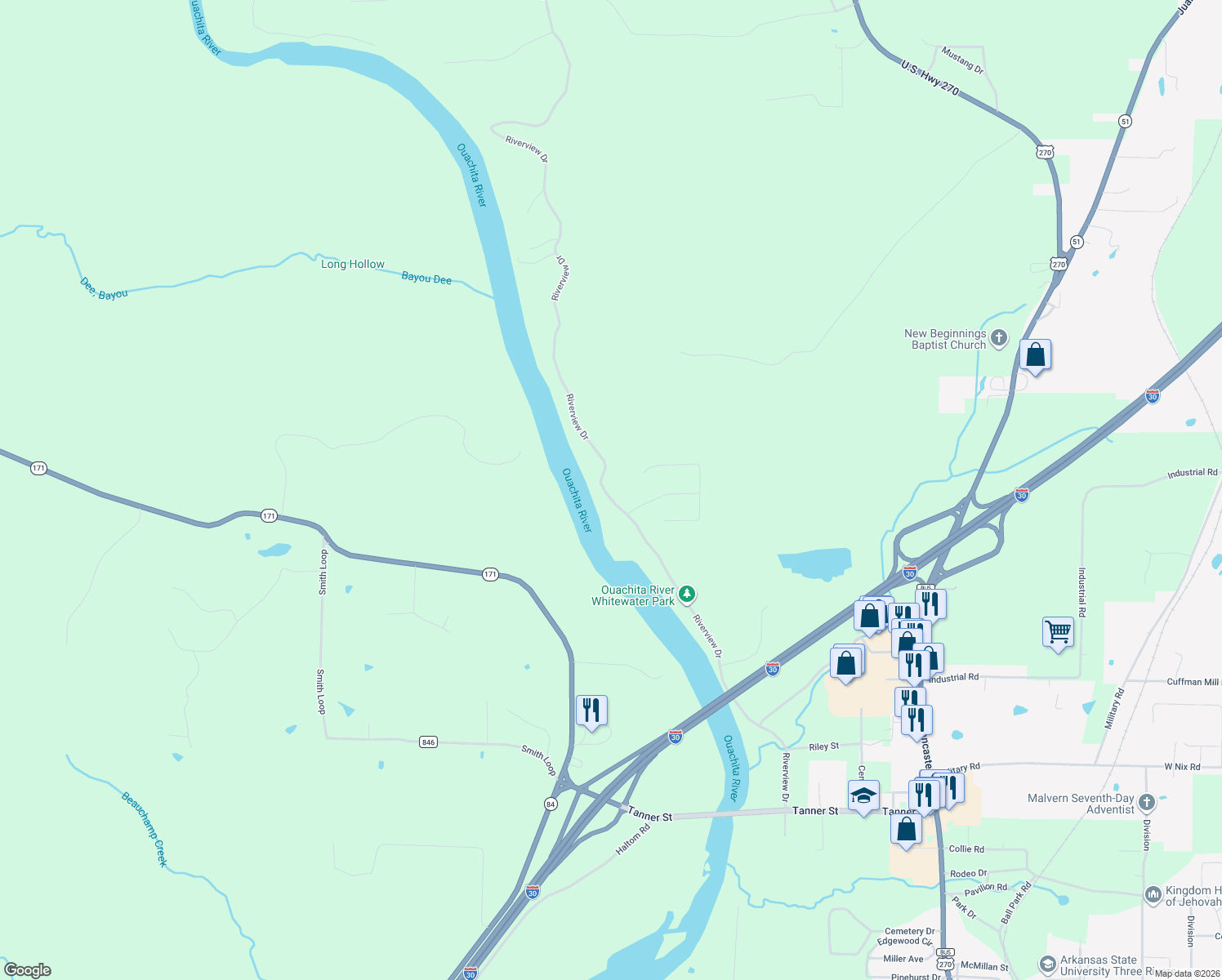 map of restaurants, bars, coffee shops, grocery stores, and more near 914 Riverview Drive in Malvern