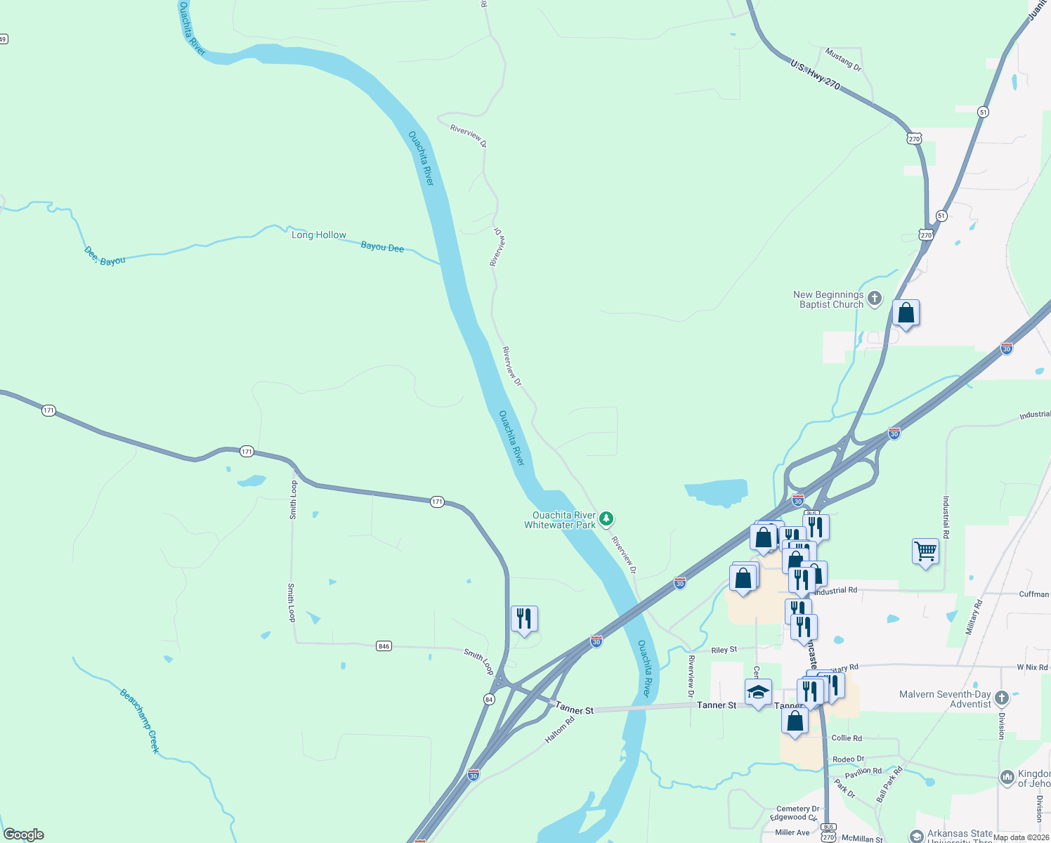 map of restaurants, bars, coffee shops, grocery stores, and more near 914 Riverview Drive in Malvern