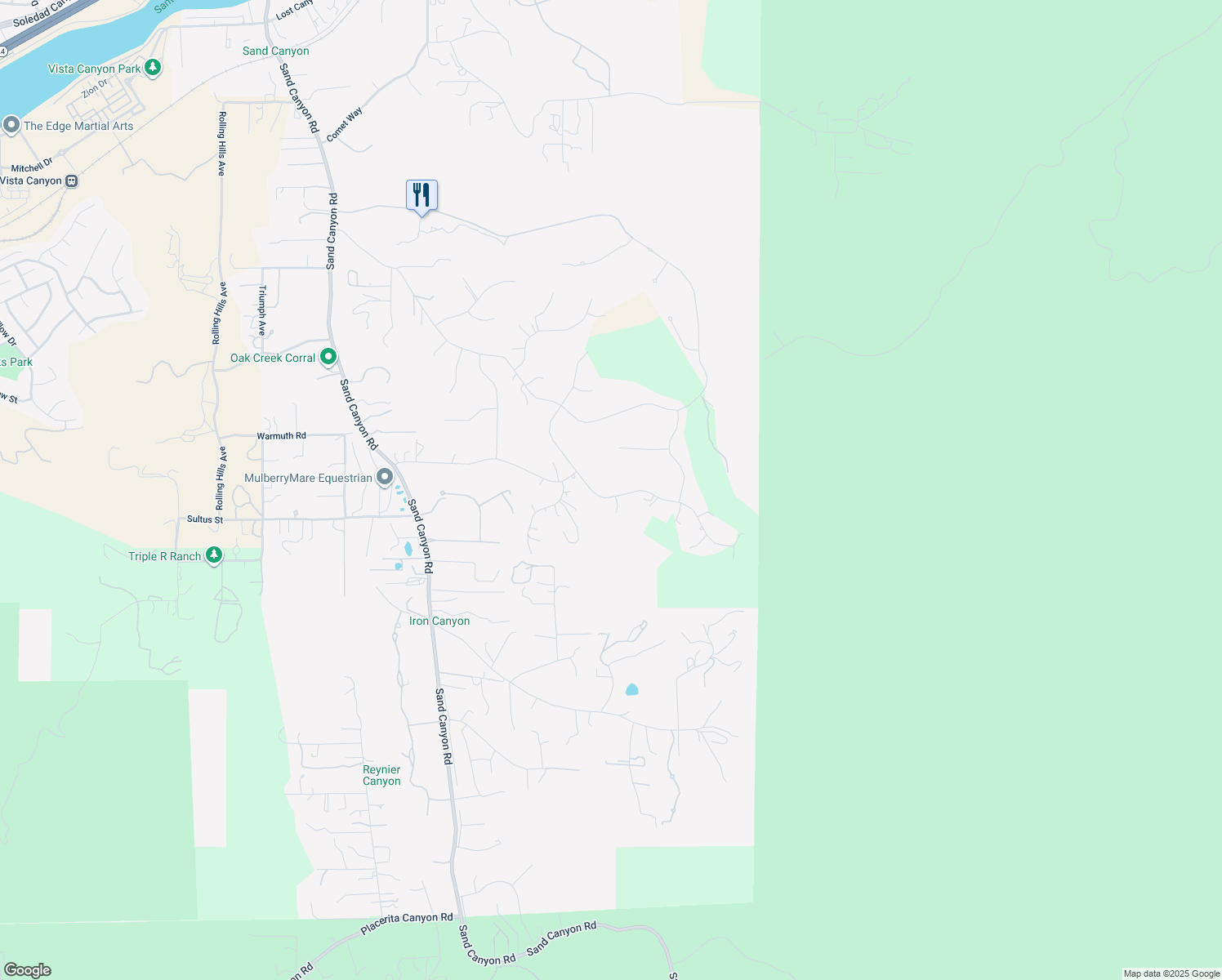 map of restaurants, bars, coffee shops, grocery stores, and more near 15405 Saddleback Road in Santa Clarita