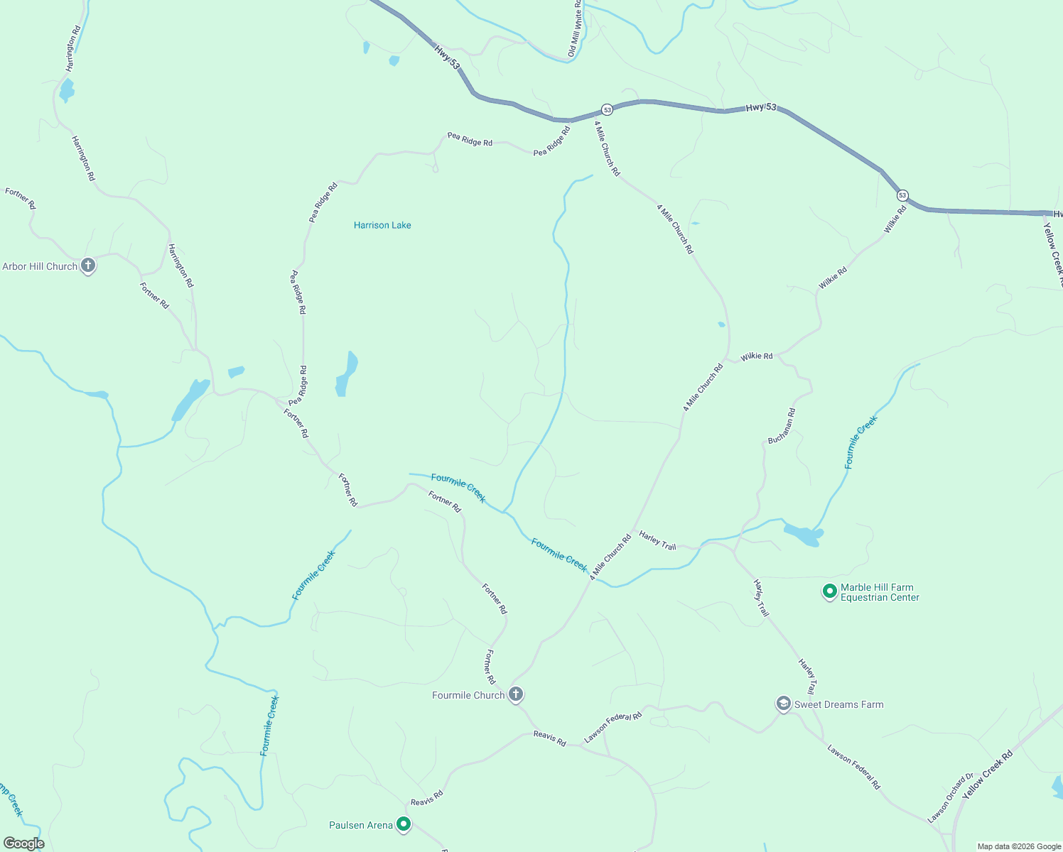 map of restaurants, bars, coffee shops, grocery stores, and more near 4018 Fortner Road in Ball Ground