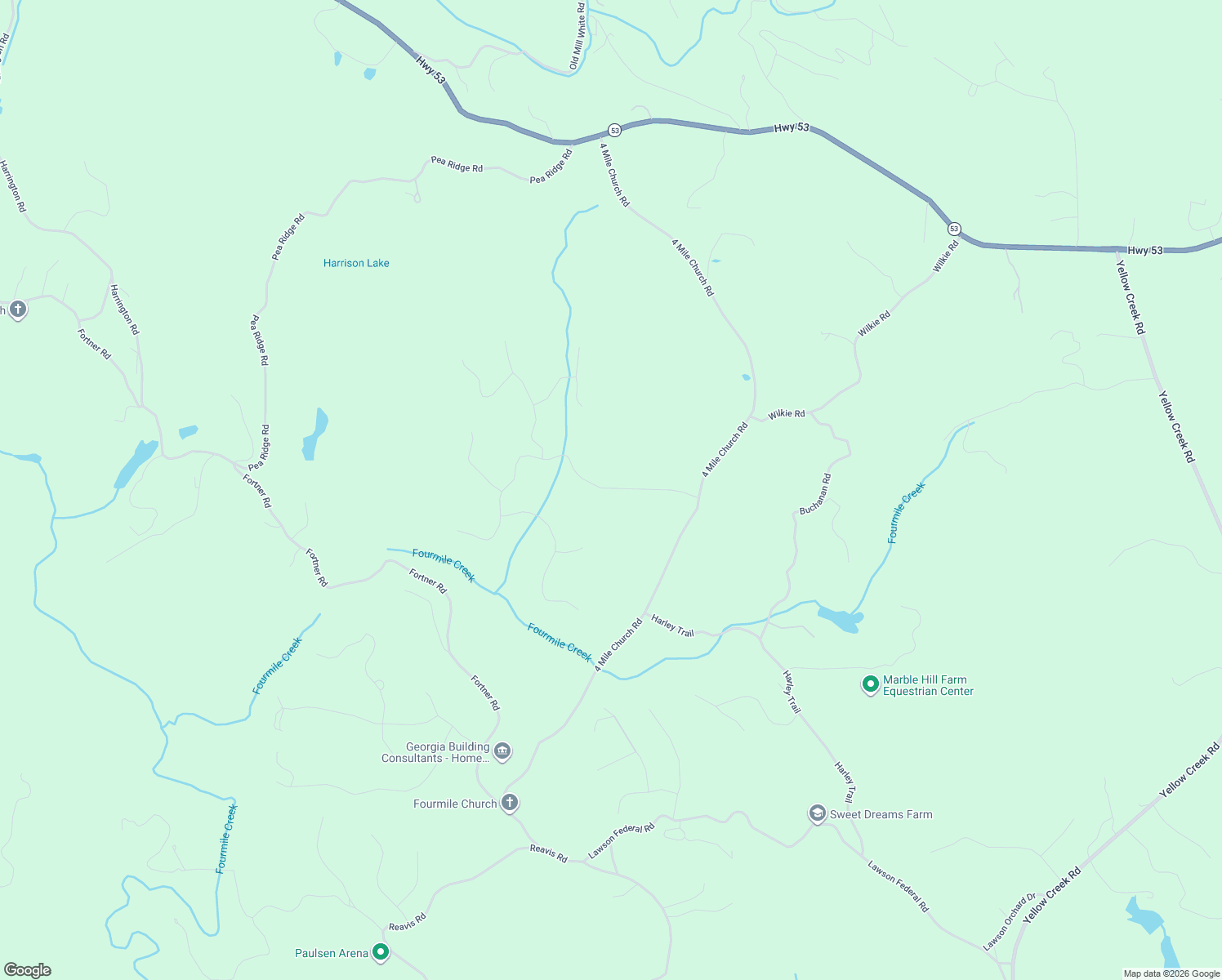 map of restaurants, bars, coffee shops, grocery stores, and more near 111 Oxford Road in Ball Ground