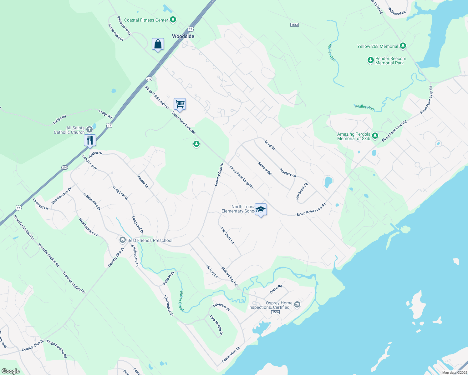 map of restaurants, bars, coffee shops, grocery stores, and more near 111 Wild Berry Lane in Hampstead