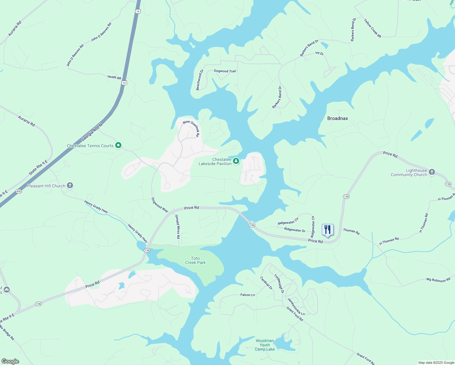 map of restaurants, bars, coffee shops, grocery stores, and more near 1070 Dogwood Way in Dawsonville