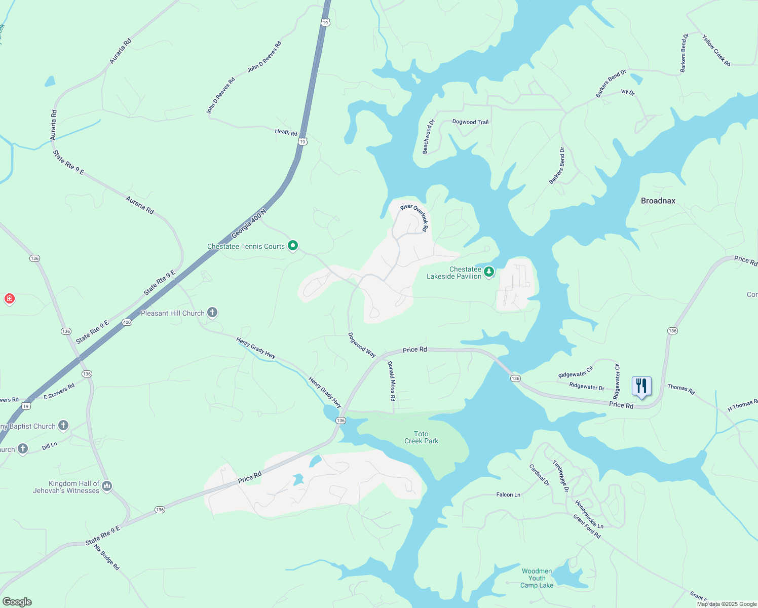 map of restaurants, bars, coffee shops, grocery stores, and more near 771 Night Fire Drive in Dawsonville