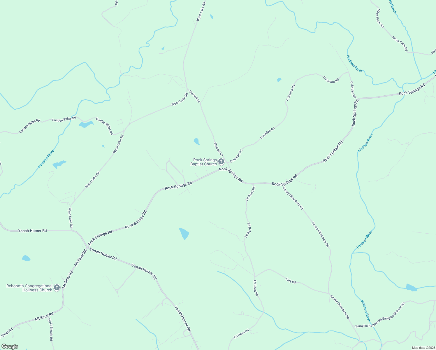 map of restaurants, bars, coffee shops, grocery stores, and more near 748 Rock Springs Road in Lula