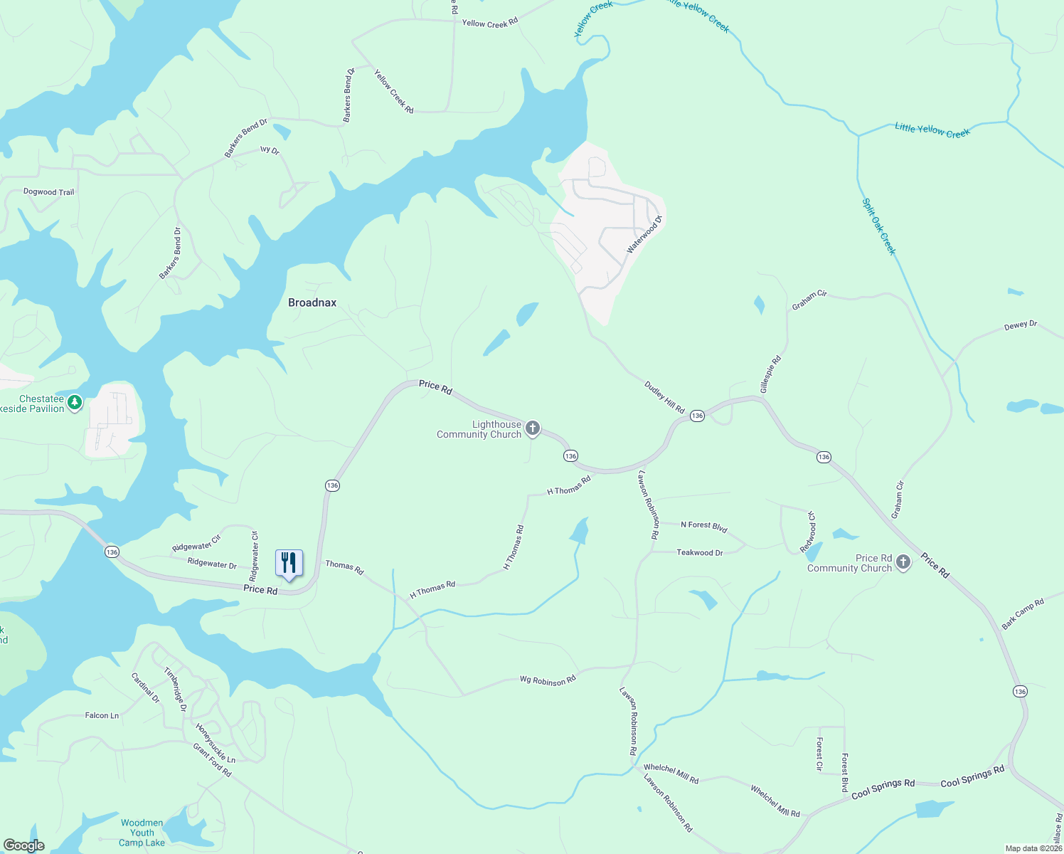 map of restaurants, bars, coffee shops, grocery stores, and more near 5326 Price Road in Gainesville