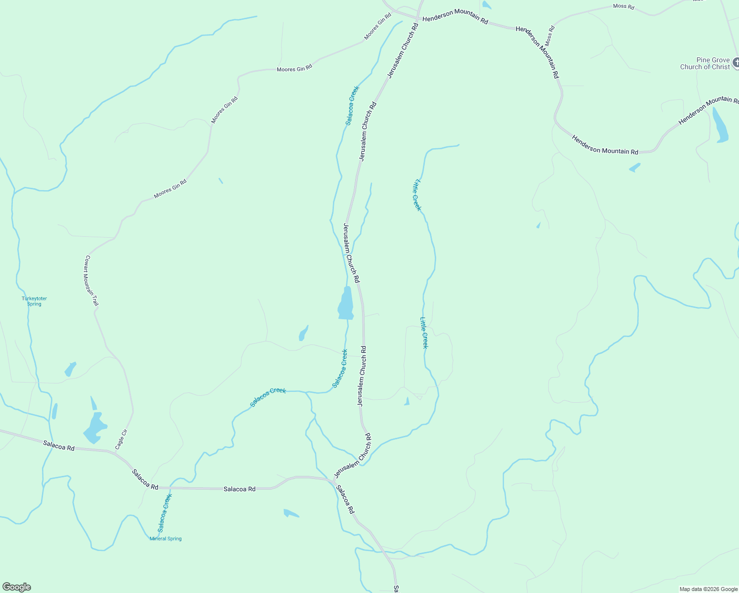 map of restaurants, bars, coffee shops, grocery stores, and more near 1100 Jerusalem Church Road in Waleska