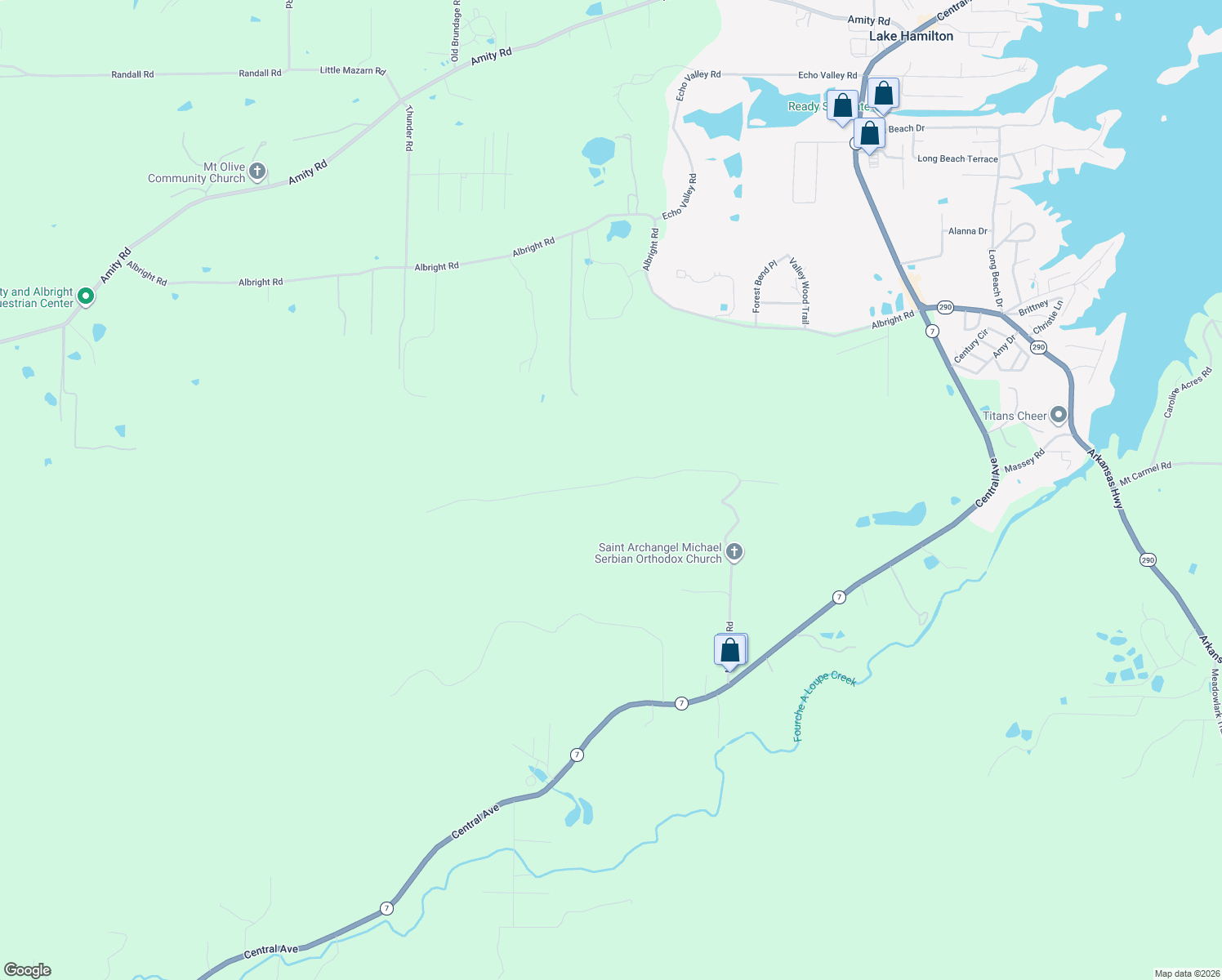 map of restaurants, bars, coffee shops, grocery stores, and more near 498 Mount Riante Road in Garland County