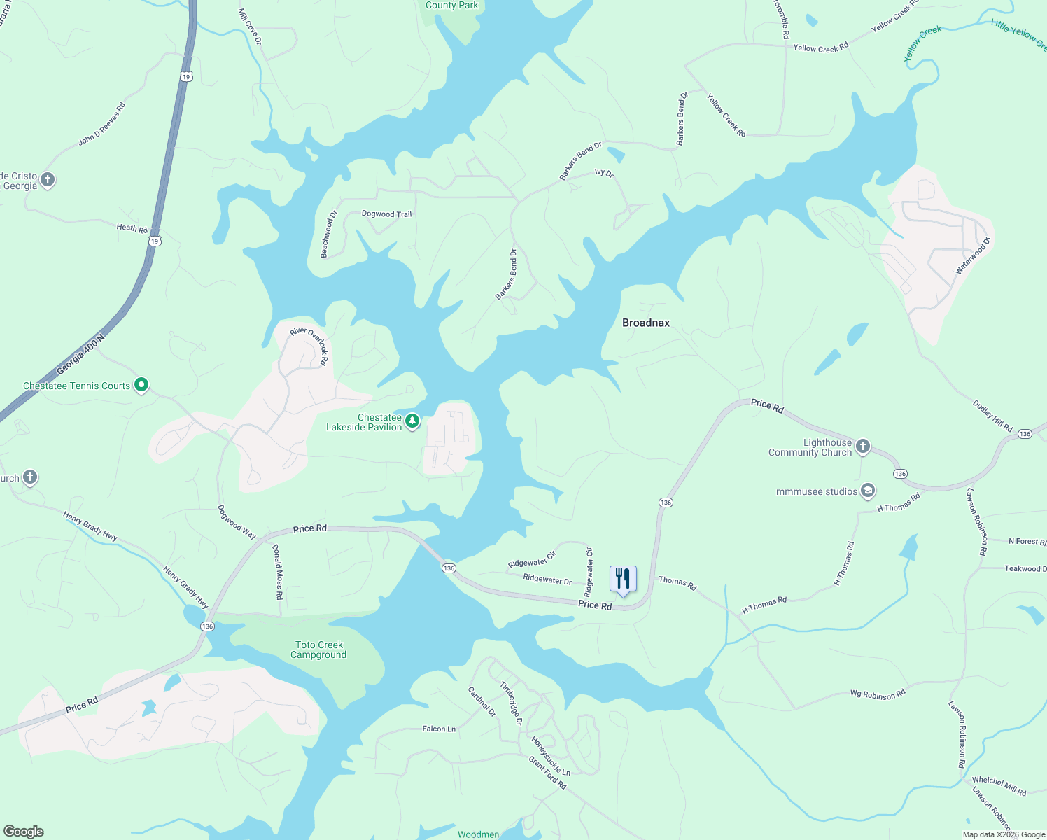 map of restaurants, bars, coffee shops, grocery stores, and more near 5703 Deer Drive in Gainesville