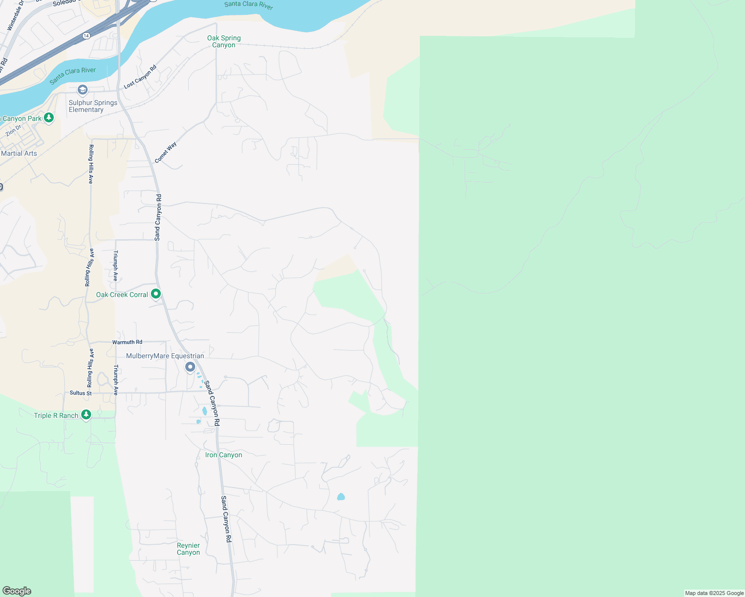 map of restaurants, bars, coffee shops, grocery stores, and more near 27003 Cliffie Way in Santa Clarita