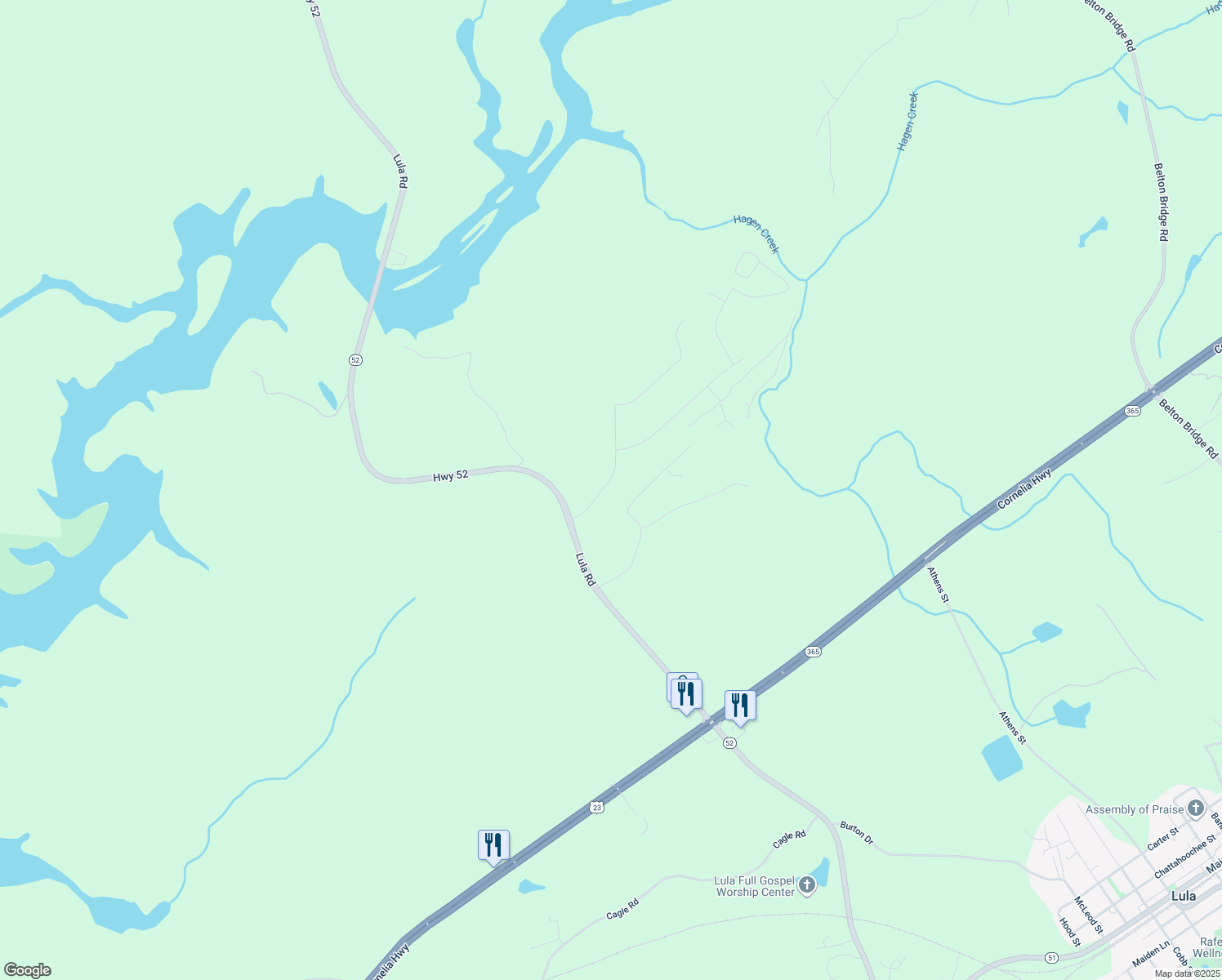 map of restaurants, bars, coffee shops, grocery stores, and more near 6315 Magnolia Station Drive in Lula