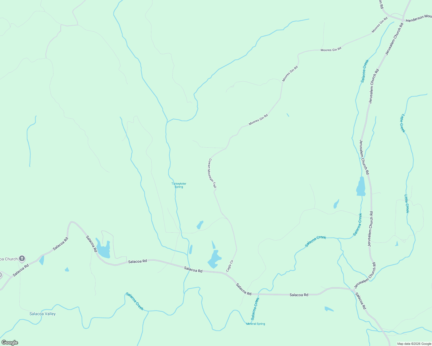 map of restaurants, bars, coffee shops, grocery stores, and more near 550 Cowart Mountain Trail in Waleska