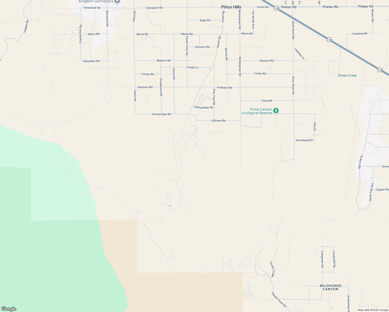 map of restaurants, bars, coffee shops, grocery stores, and more near 8585 Hillside Place in Pinon Hills