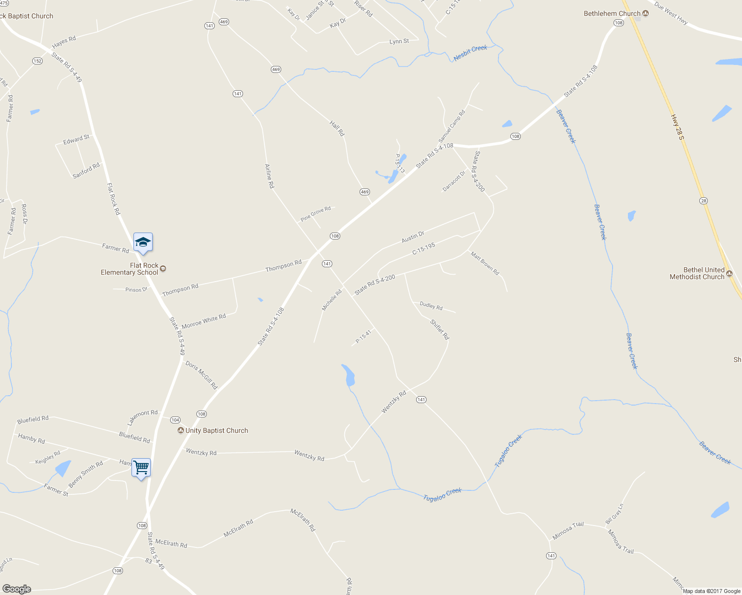 map of restaurants, bars, coffee shops, grocery stores, and more near 124 Harmony Road in Anderson