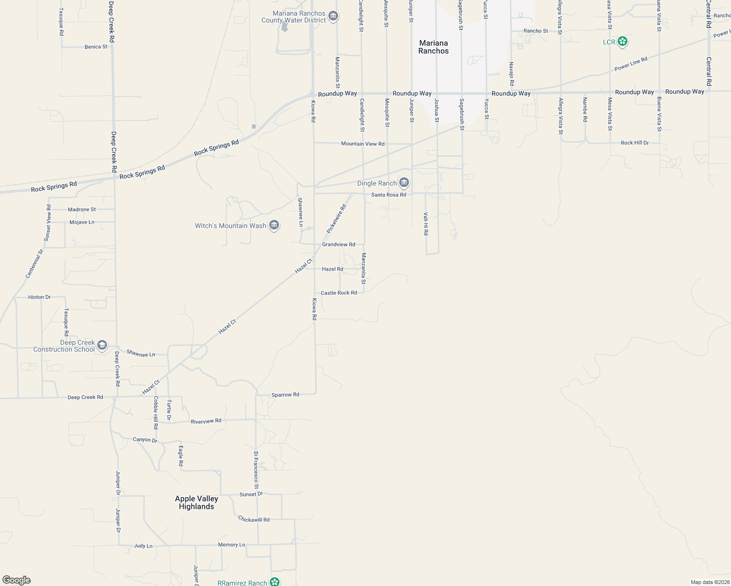 map of restaurants, bars, coffee shops, grocery stores, and more near 8401-8455 Manzanita Street in Apple Valley