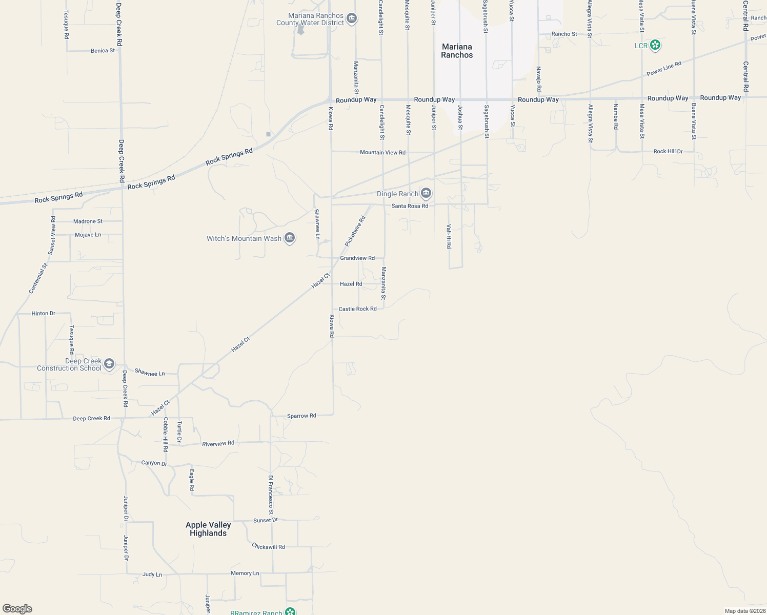 map of restaurants, bars, coffee shops, grocery stores, and more near 8401 Manzanita Street in Apple Valley