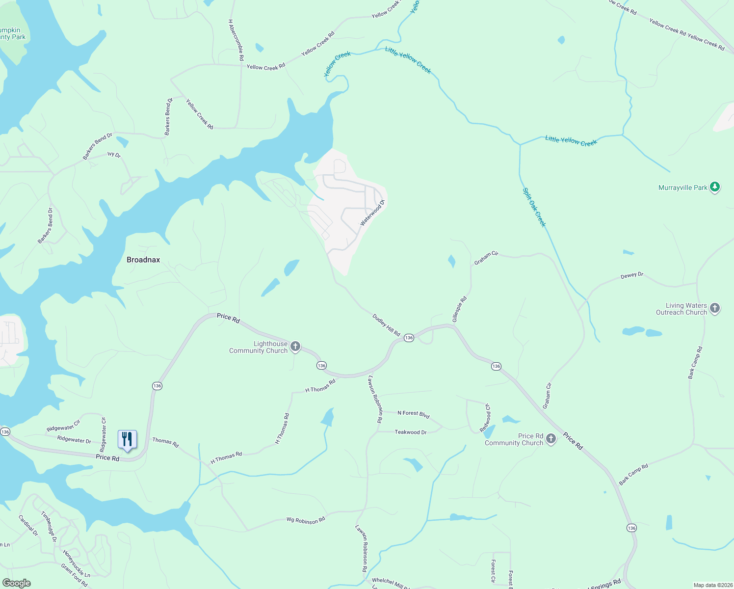 map of restaurants, bars, coffee shops, grocery stores, and more near 5164 Dudley Hill Road in Gainesville