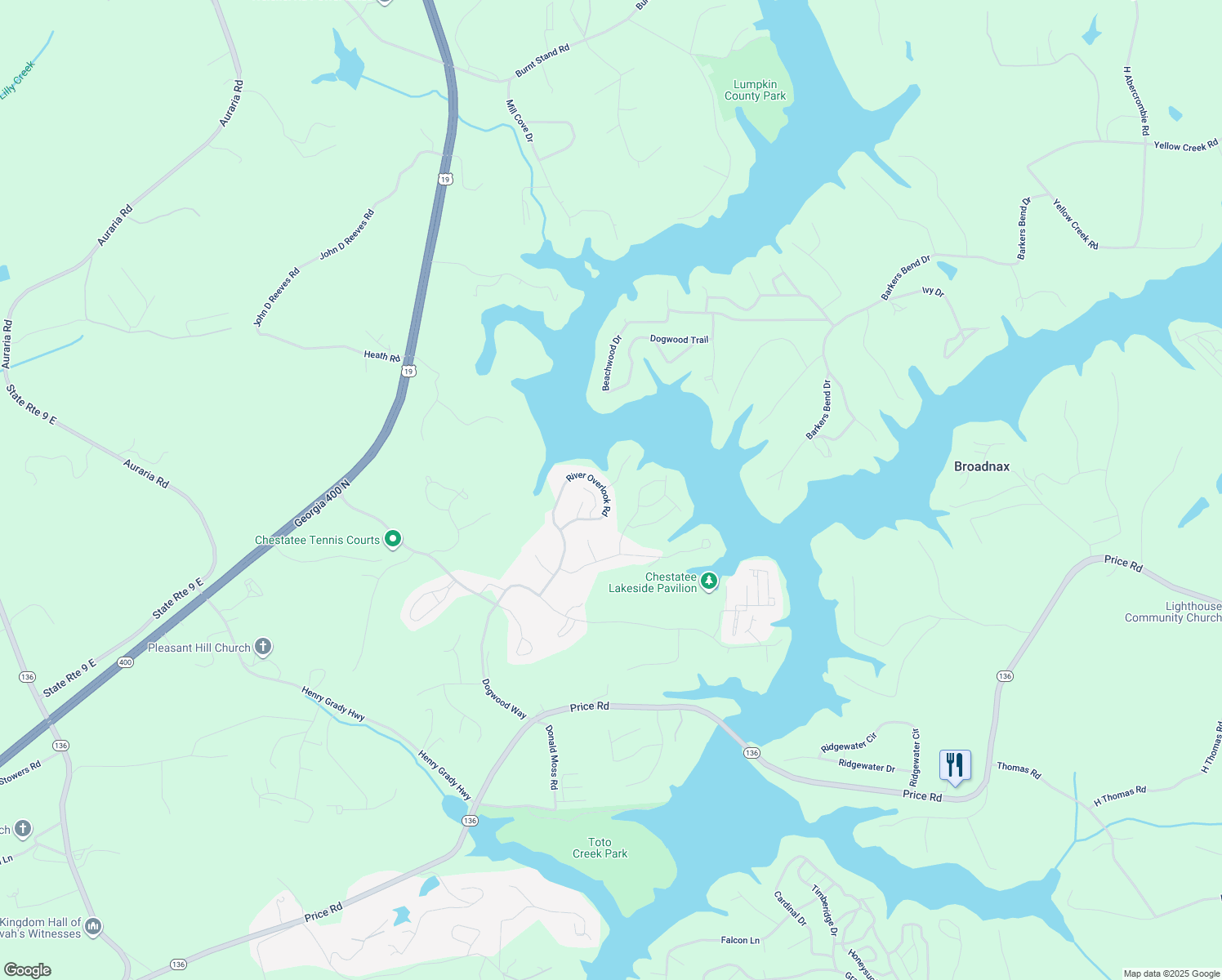 map of restaurants, bars, coffee shops, grocery stores, and more near 472 River Overlook Road in Dawsonville