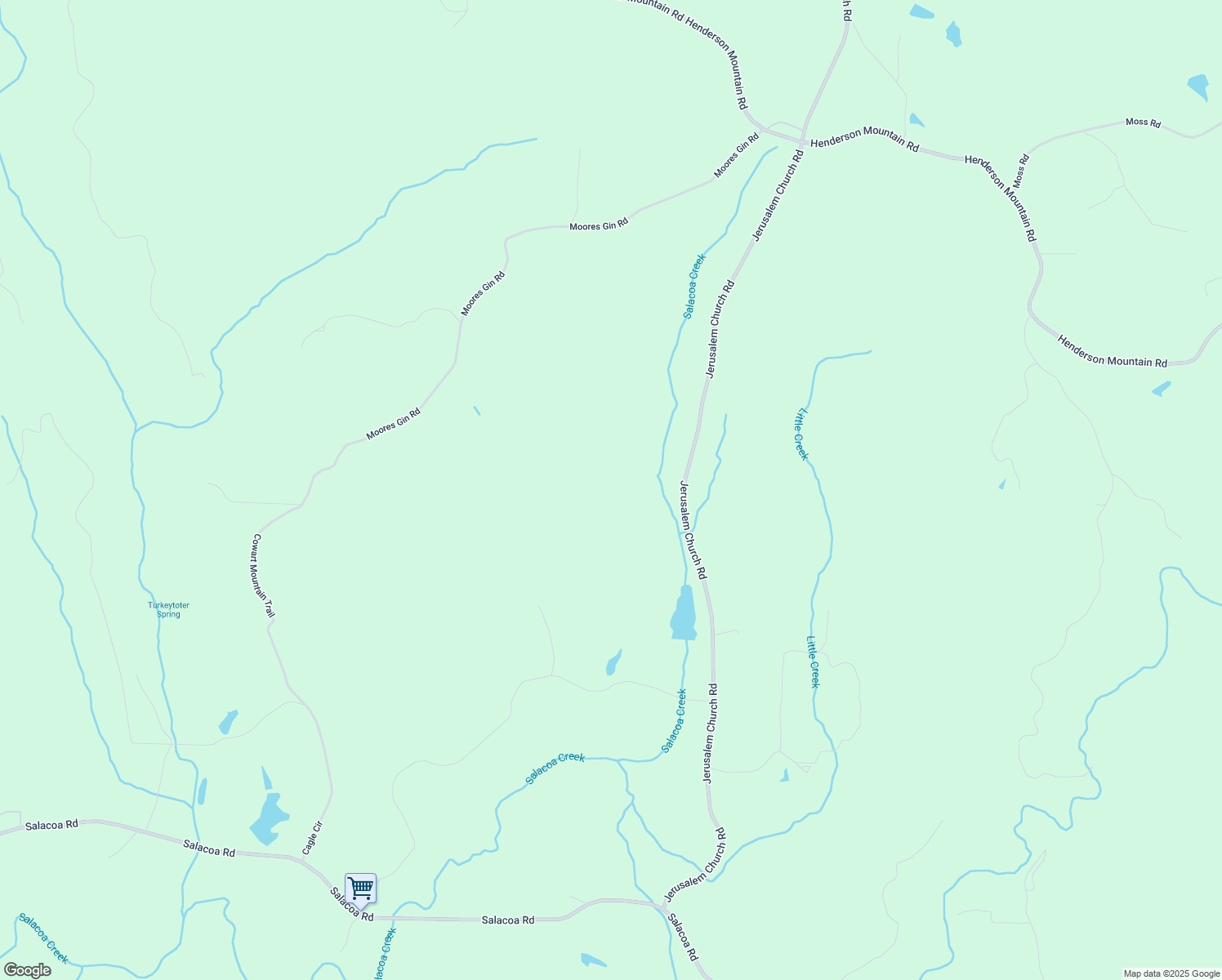 map of restaurants, bars, coffee shops, grocery stores, and more near 1275 Jerusalem Church Road in Waleska