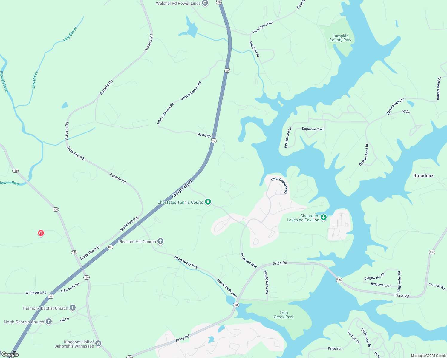 map of restaurants, bars, coffee shops, grocery stores, and more near 135 Scarlet Oak Lane in Dawsonville