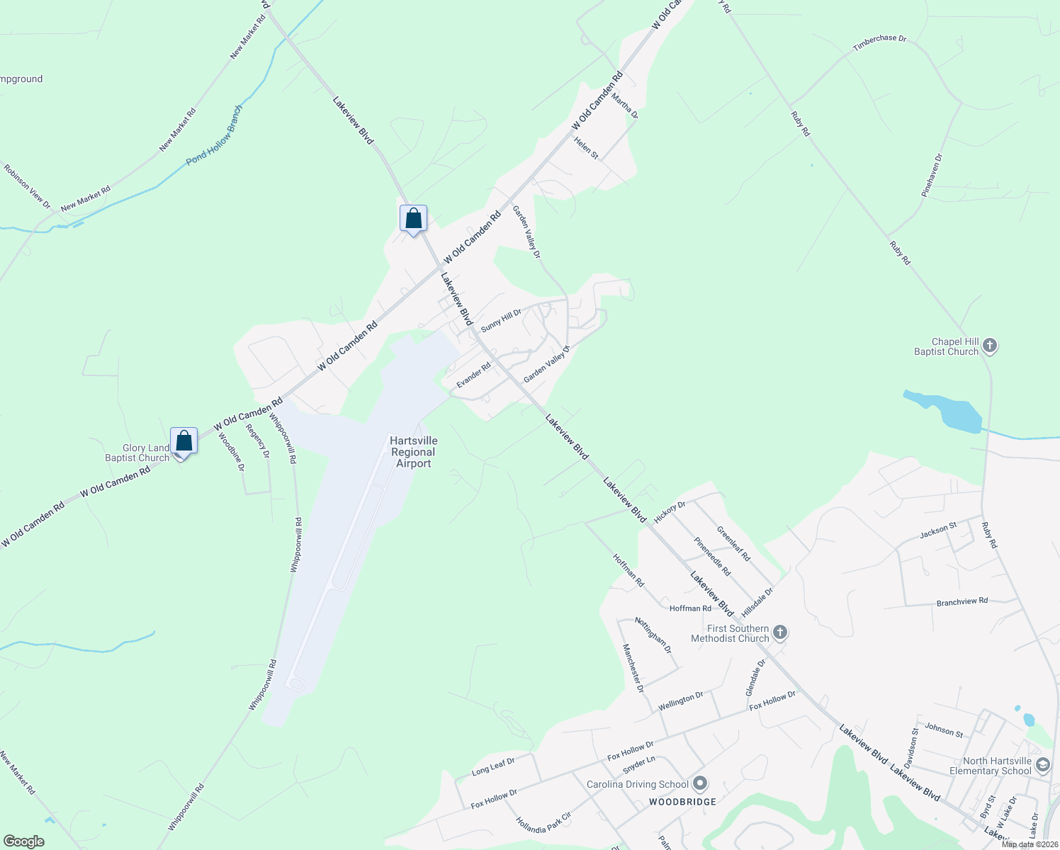 map of restaurants, bars, coffee shops, grocery stores, and more near 1022 Palmetto Sand Drive in Hartsville