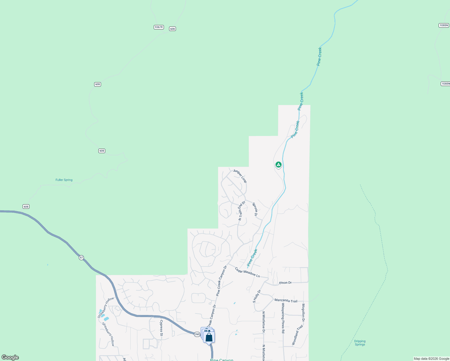 map of restaurants, bars, coffee shops, grocery stores, and more near 5130 Juniper Loop in Pine