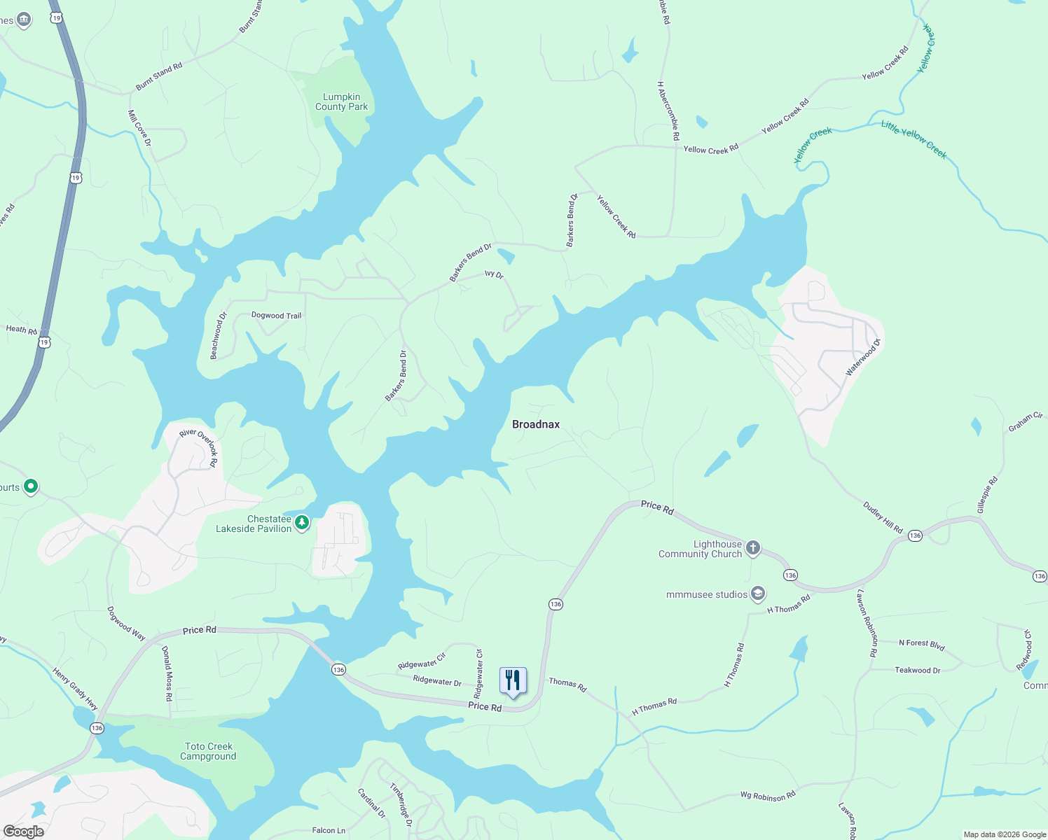 map of restaurants, bars, coffee shops, grocery stores, and more near 5606 Oak Ridge Drive in Gainesville