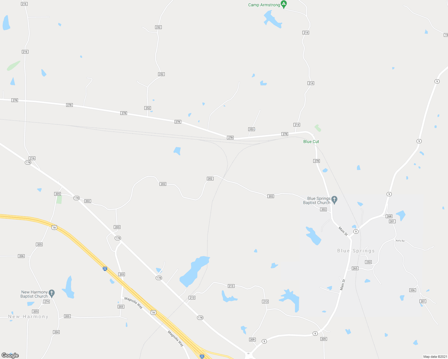 map of restaurants, bars, coffee shops, grocery stores, and more near 1146 County Road 202 in Blue Springs