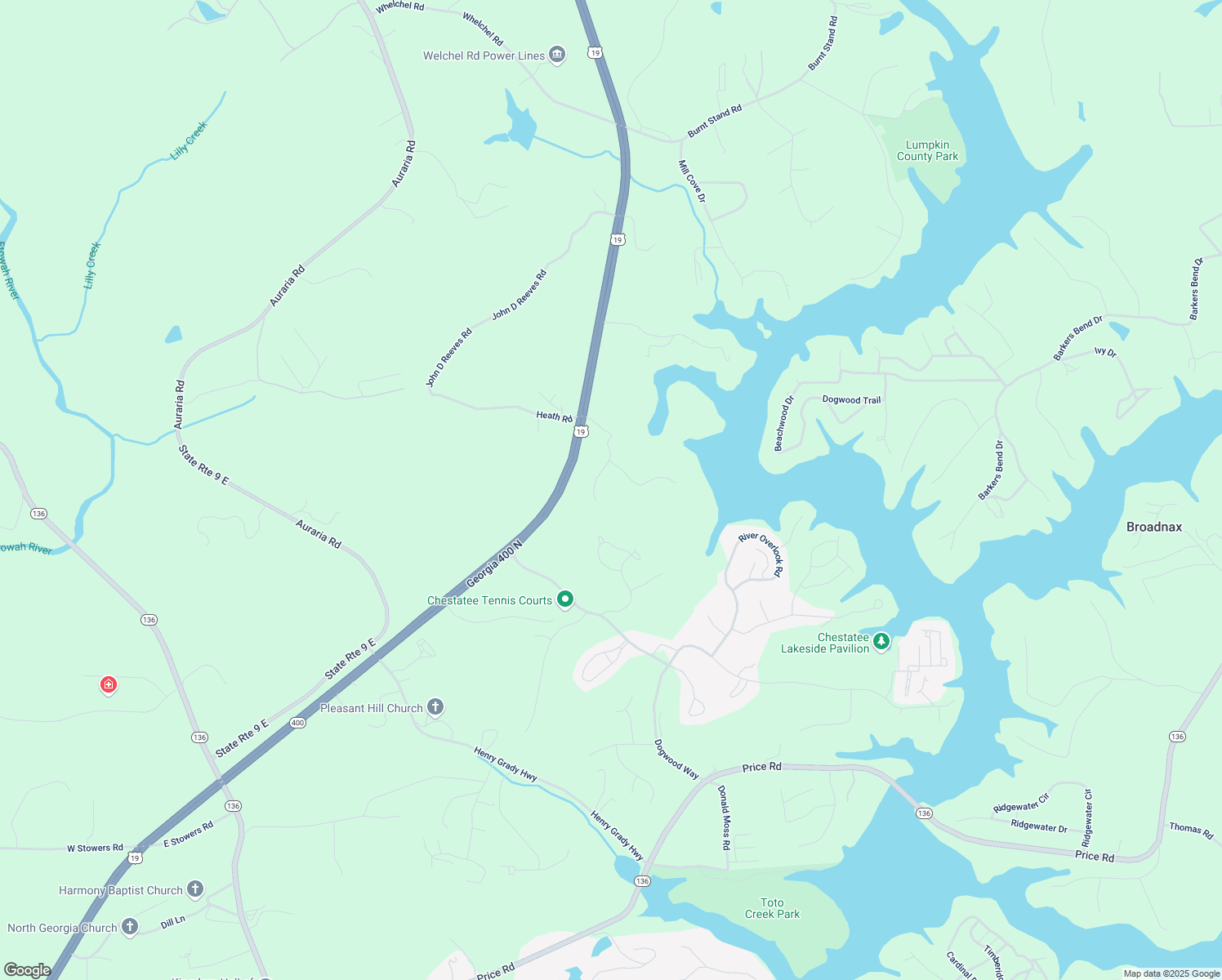 map of restaurants, bars, coffee shops, grocery stores, and more near 299 Landrum Road in Dawsonville