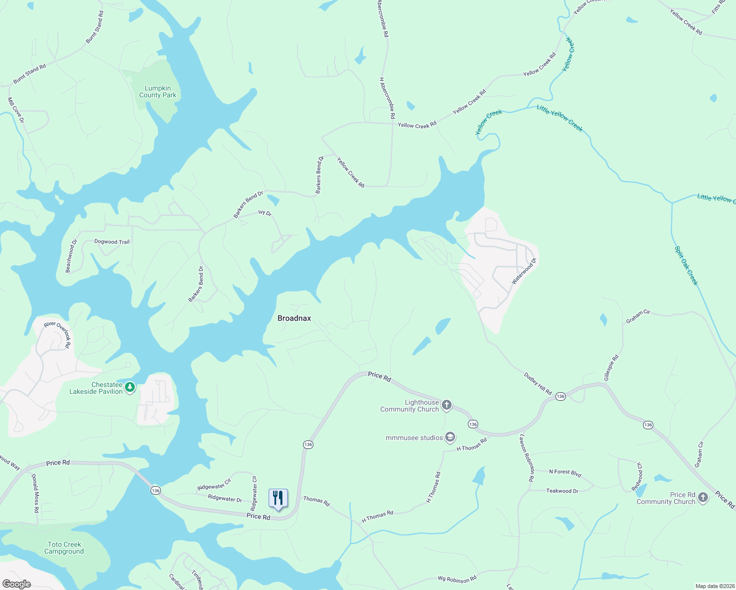 map of restaurants, bars, coffee shops, grocery stores, and more near 5461 Fishermans Cove in Gainesville