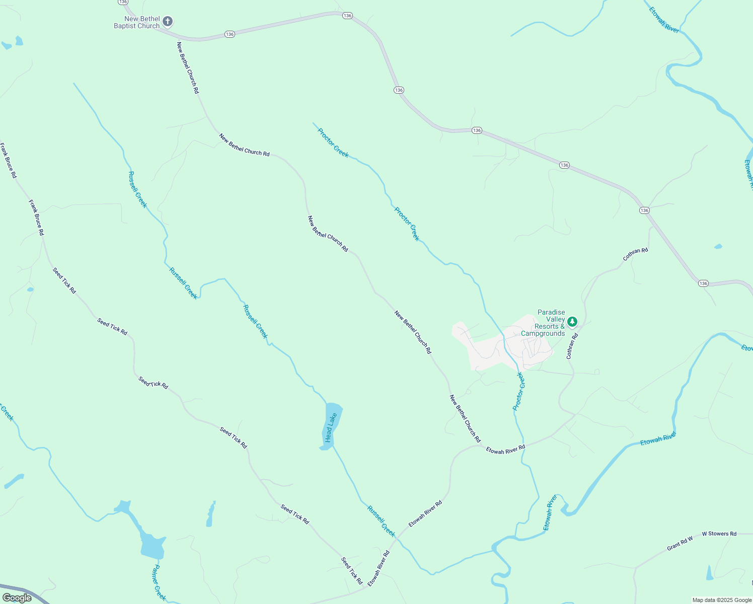 map of restaurants, bars, coffee shops, grocery stores, and more near 1158 New Bethel Church Road in Dawsonville