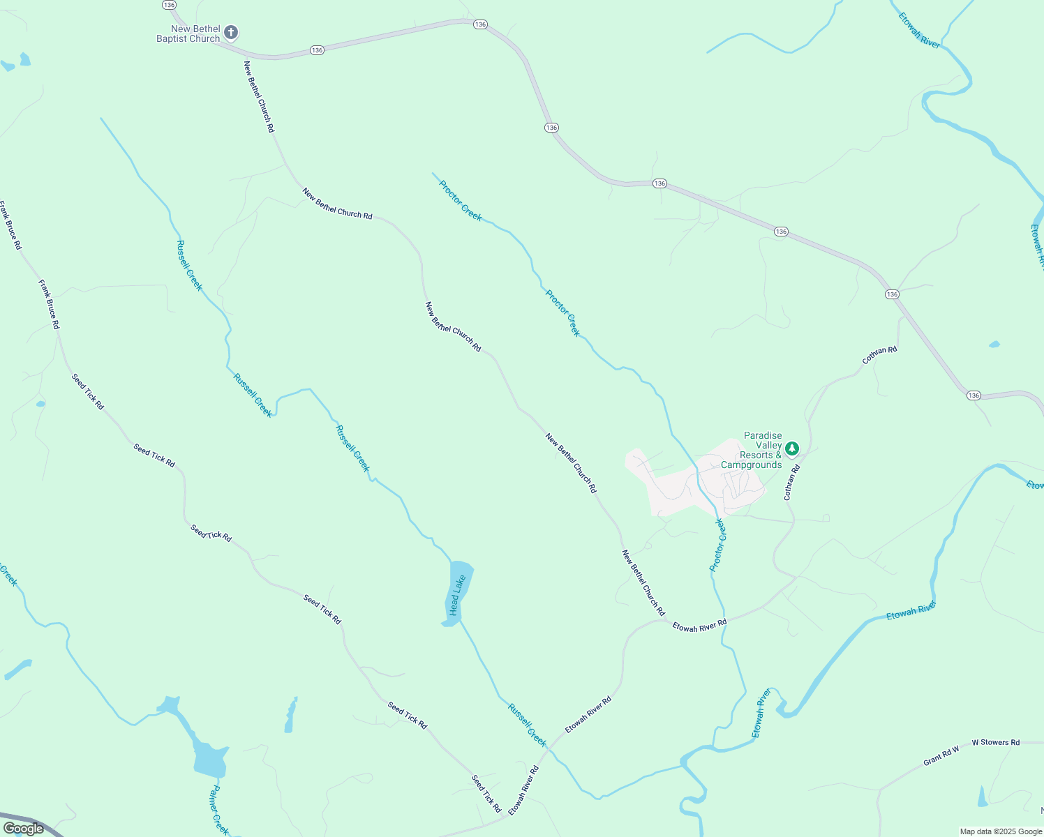 map of restaurants, bars, coffee shops, grocery stores, and more near 1158 New Bethel Church Road in Dawsonville