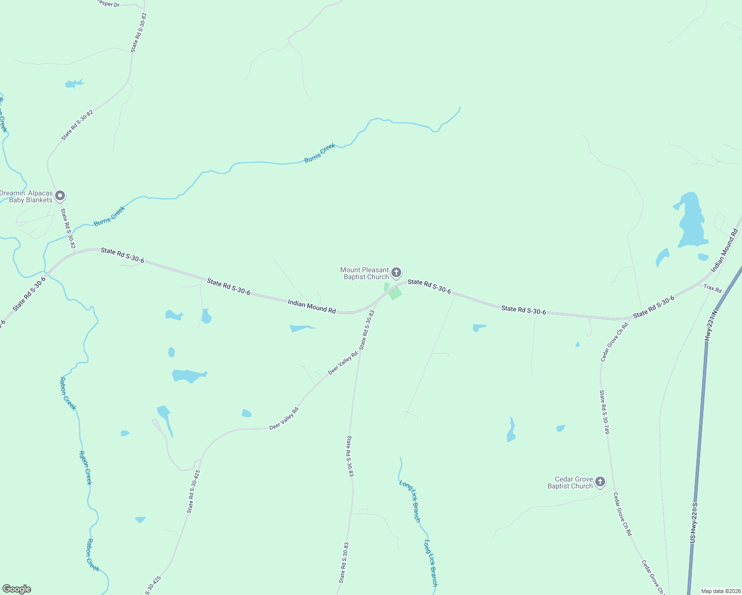 map of restaurants, bars, coffee shops, grocery stores, and more near 2728 Indian Mound Road in Laurens