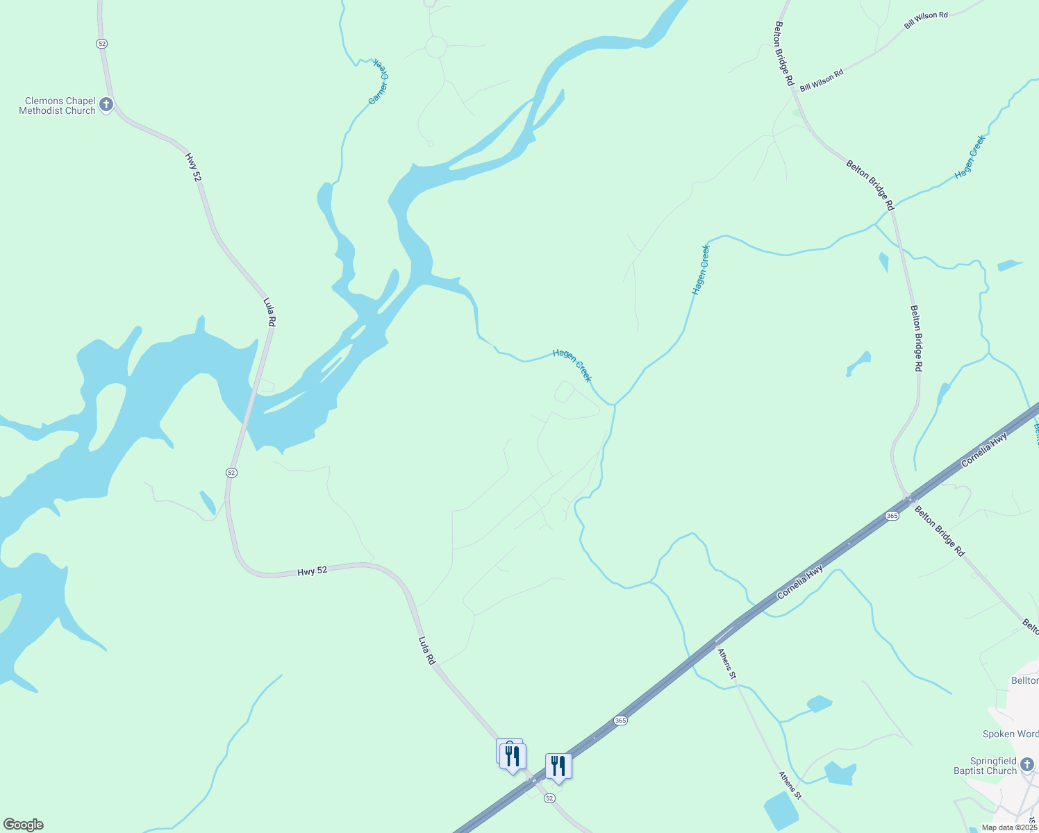 map of restaurants, bars, coffee shops, grocery stores, and more near in Lula