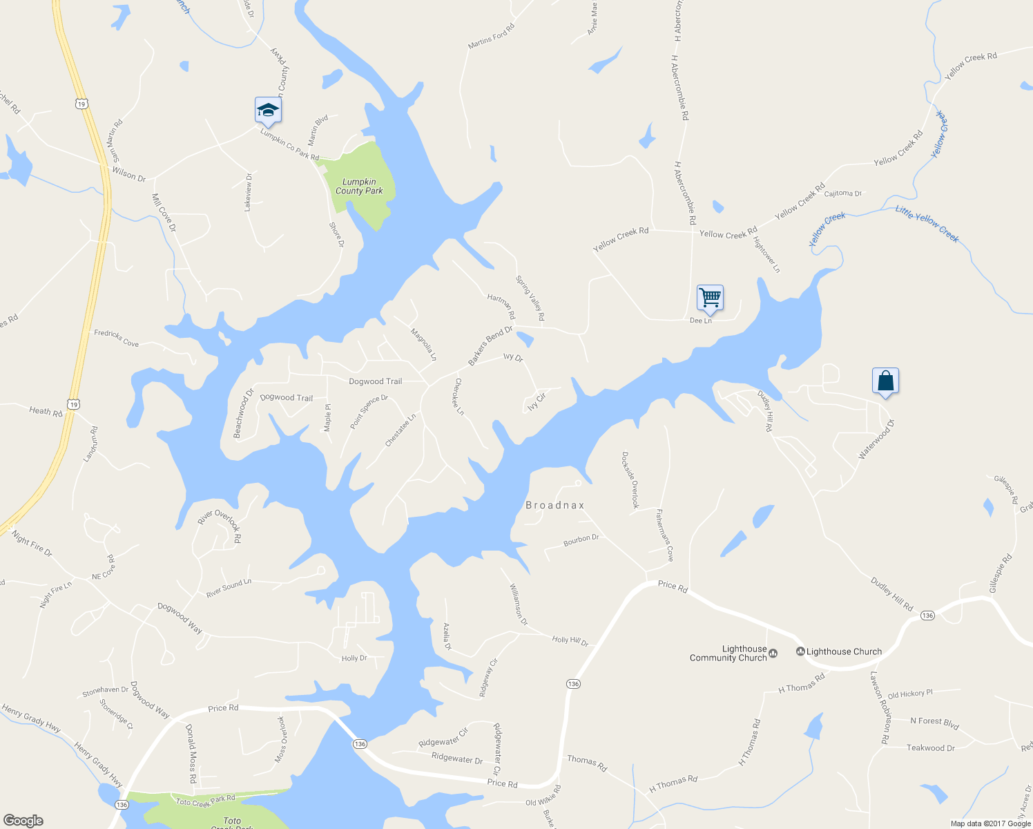 map of restaurants, bars, coffee shops, grocery stores, and more near 7328 Ivy Circle in Murrayville