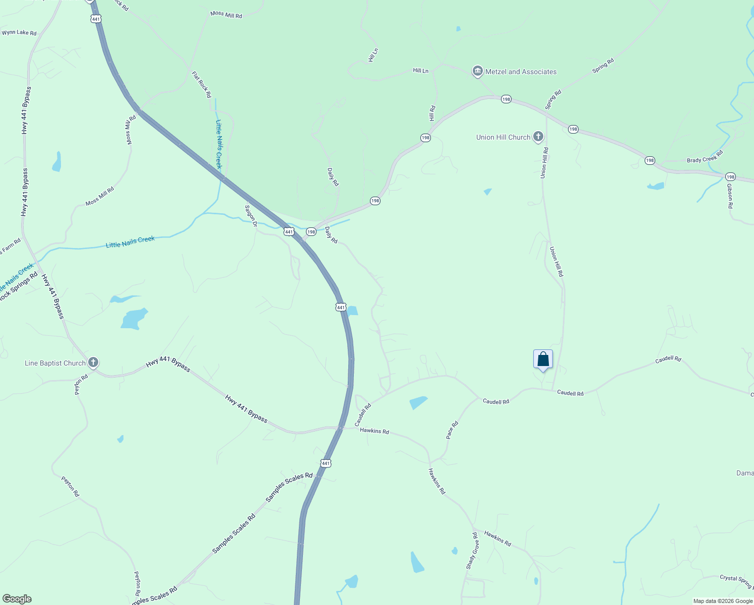 map of restaurants, bars, coffee shops, grocery stores, and more near 348 Daily Road in Alto