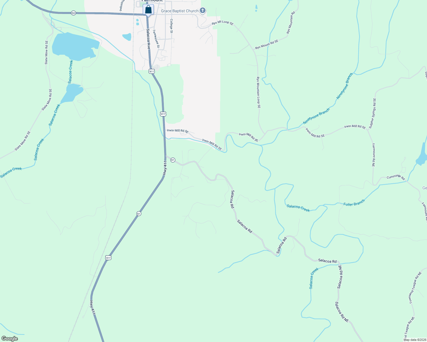 map of restaurants, bars, coffee shops, grocery stores, and more near 300 Salacoa Road Southeast in Fairmount
