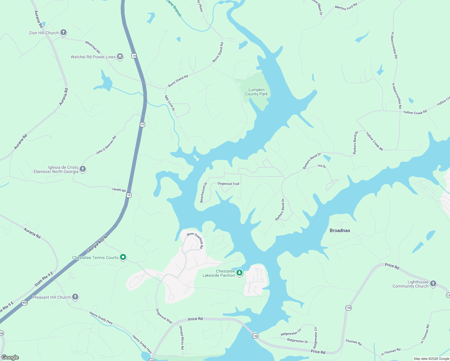 map of restaurants, bars, coffee shops, grocery stores, and more near 7718 Dogwood Trail in Murrayville