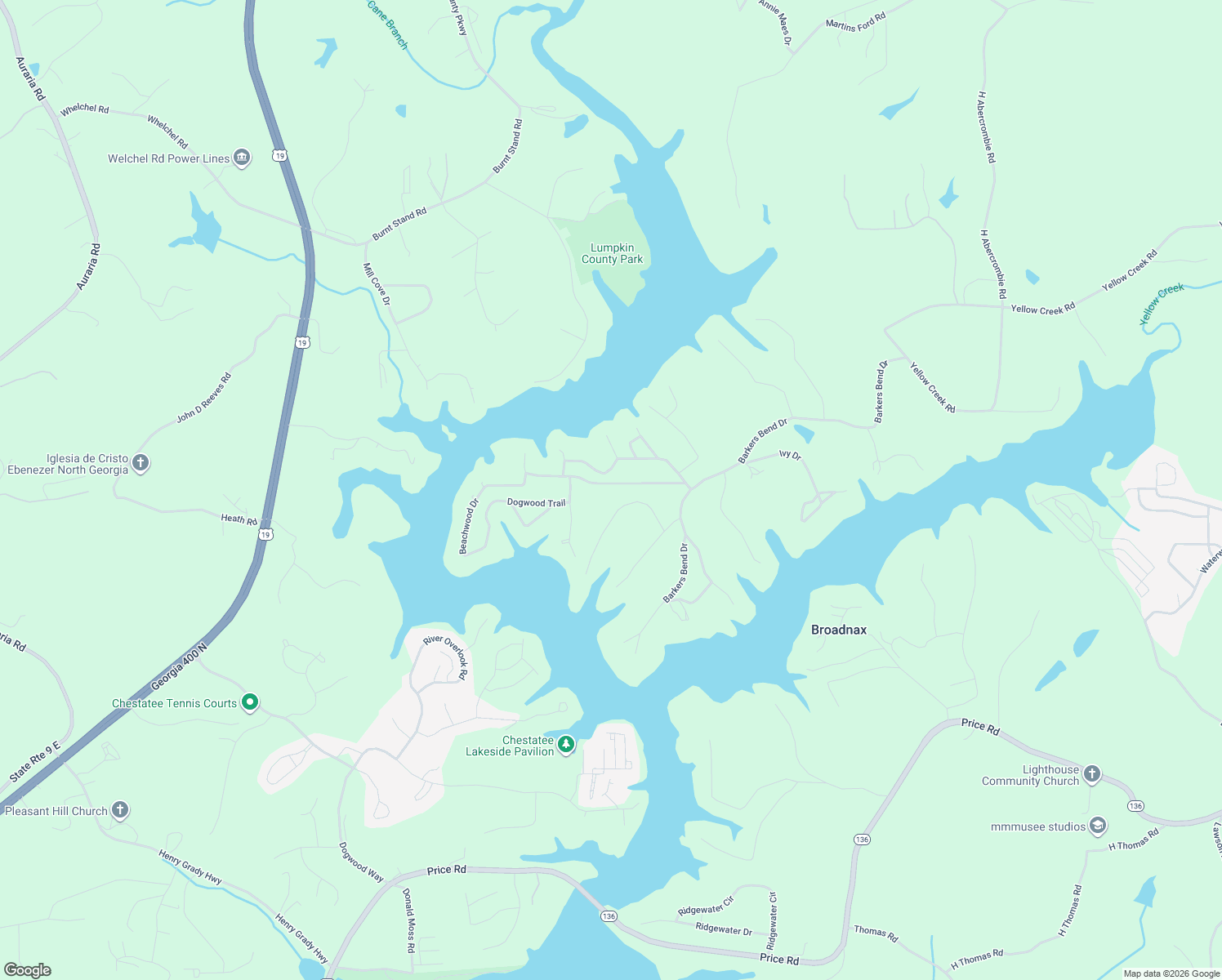 map of restaurants, bars, coffee shops, grocery stores, and more near 7457 Dogwood Trail in Murrayville