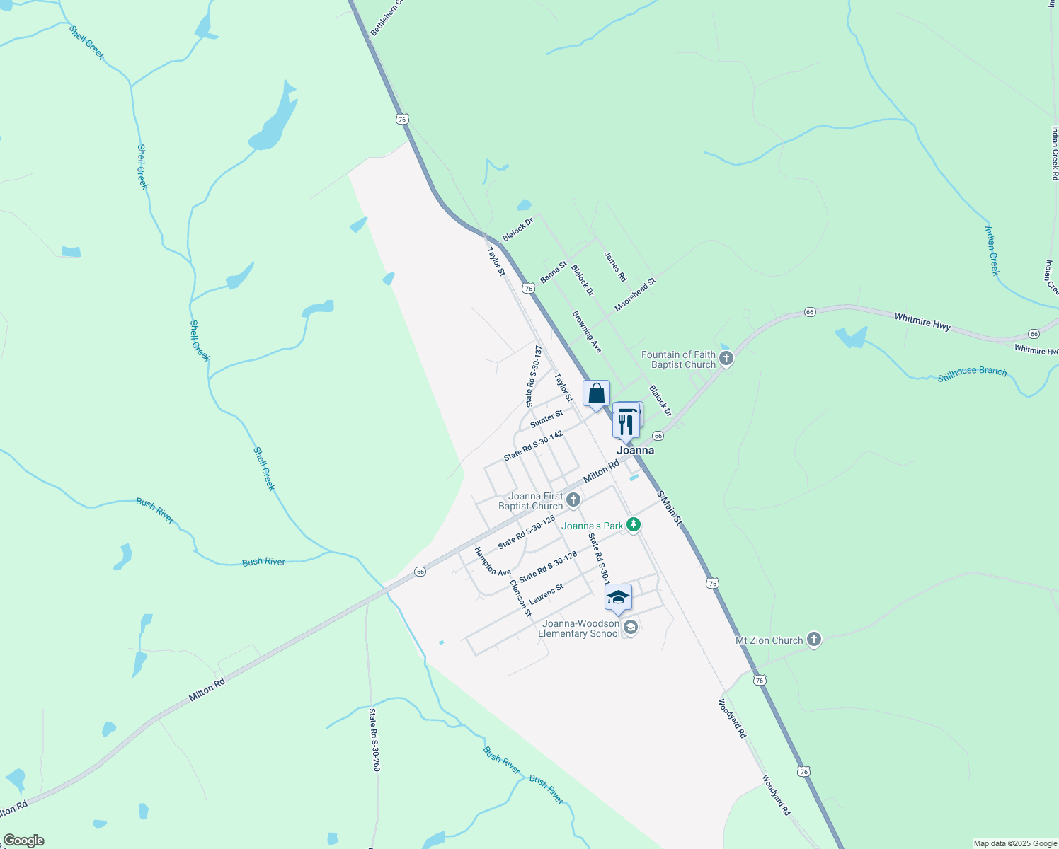 map of restaurants, bars, coffee shops, grocery stores, and more near 302 Sumter Street in Joanna