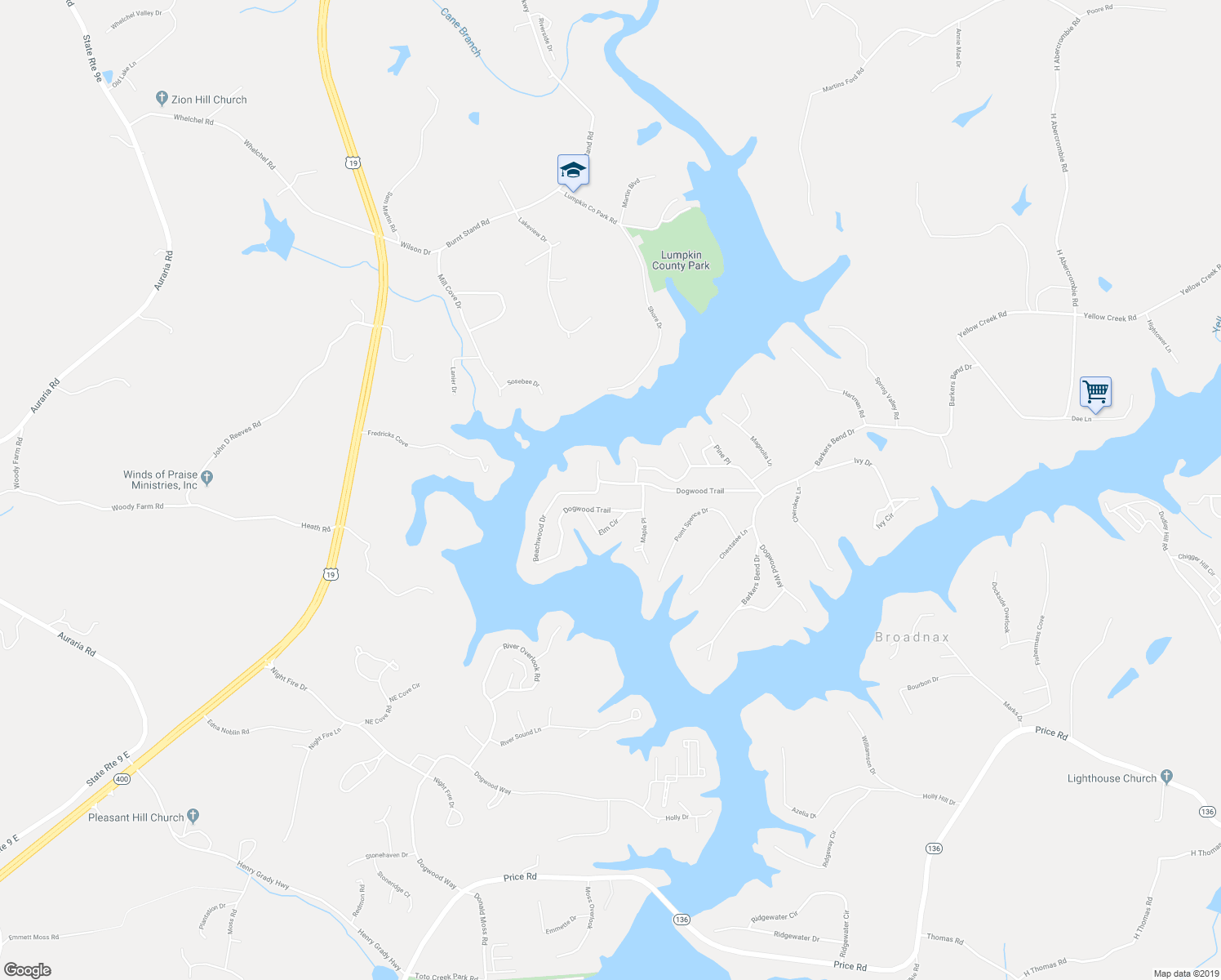 map of restaurants, bars, coffee shops, grocery stores, and more near 7931 Beachwood Drive in Murrayville