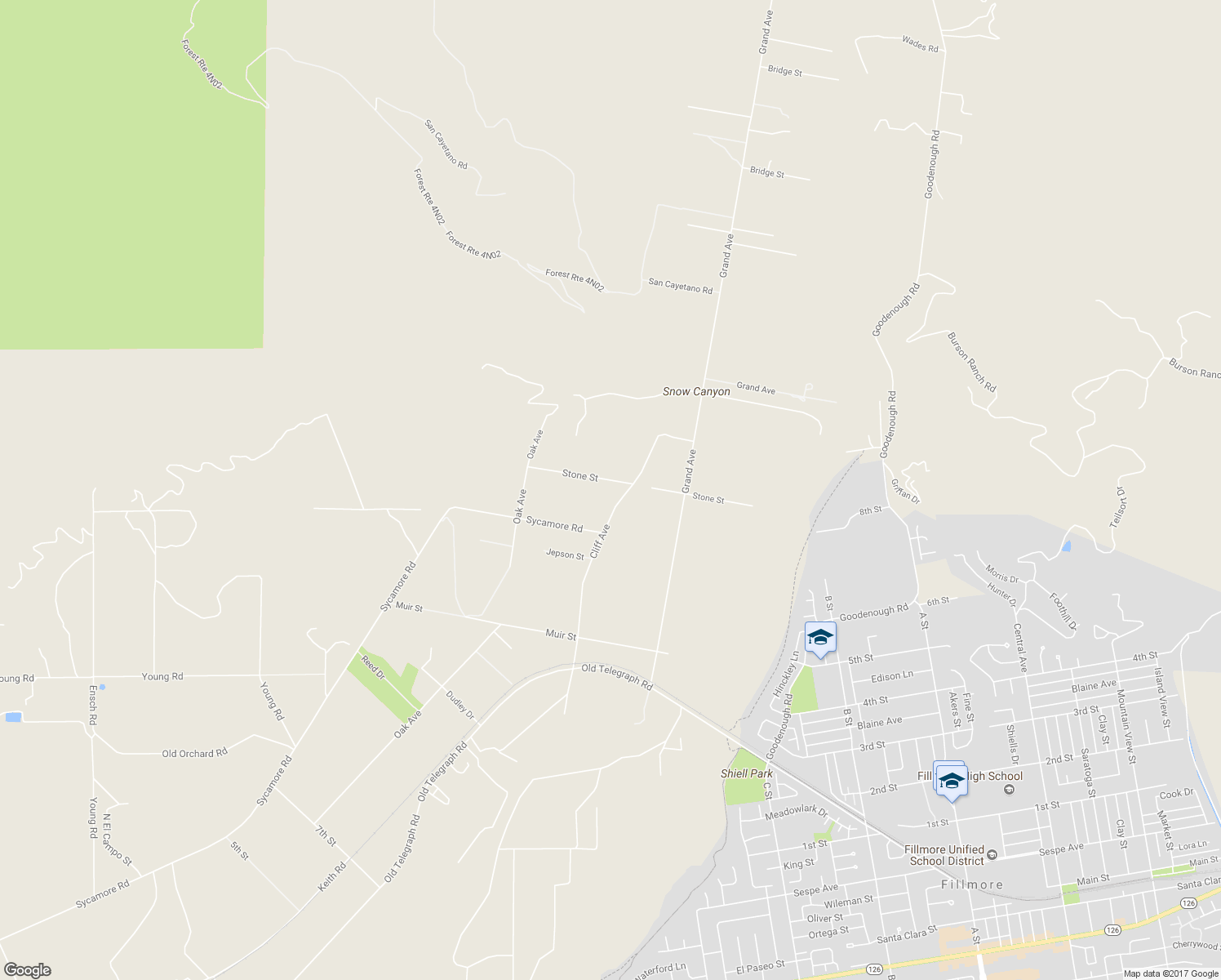 map of restaurants, bars, coffee shops, grocery stores, and more near 1325 Cliff Avenue in Fillmore