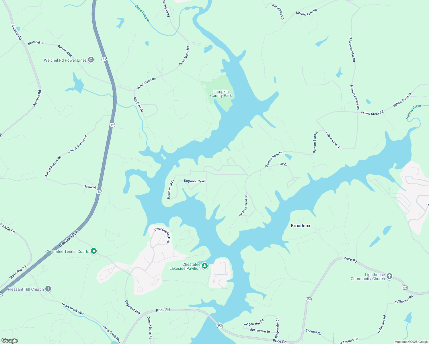 map of restaurants, bars, coffee shops, grocery stores, and more near 7469 Dogwood Trail in Murrayville