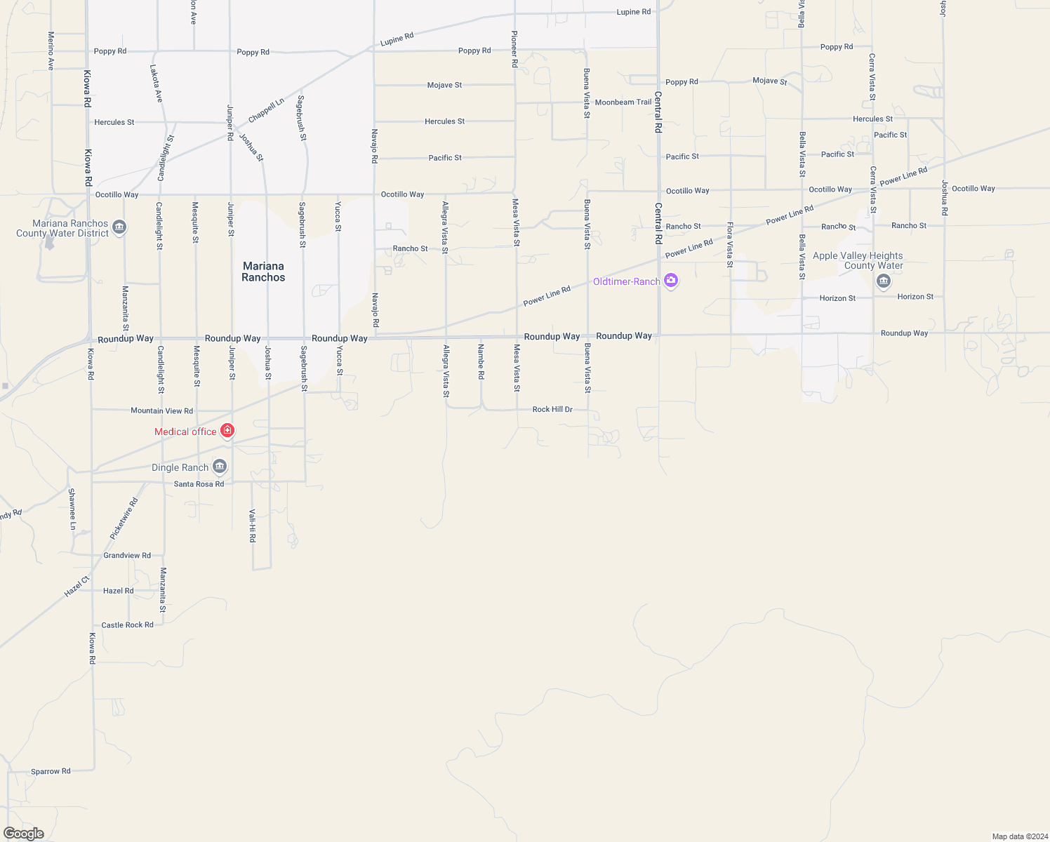 map of restaurants, bars, coffee shops, grocery stores, and more near 9075 Mesa Vista Street in Apple Valley
