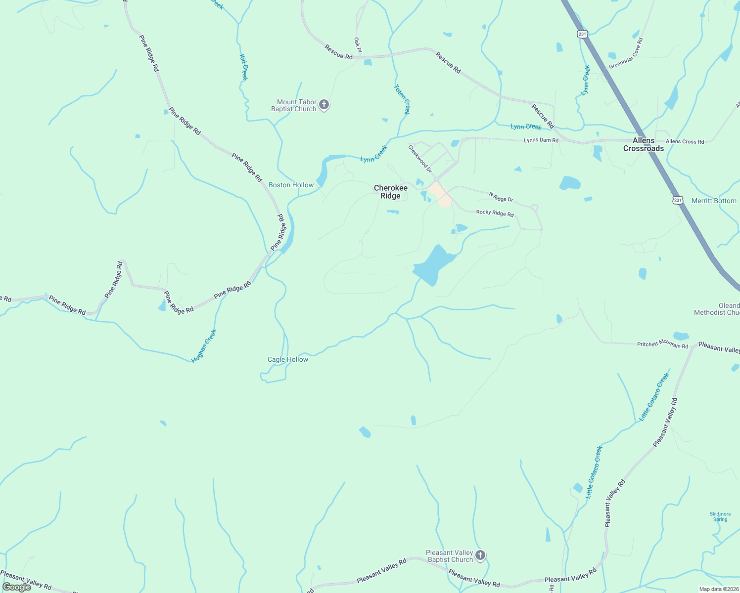 map of restaurants, bars, coffee shops, grocery stores, and more near Cherokee Ridge Drive in Union Grove