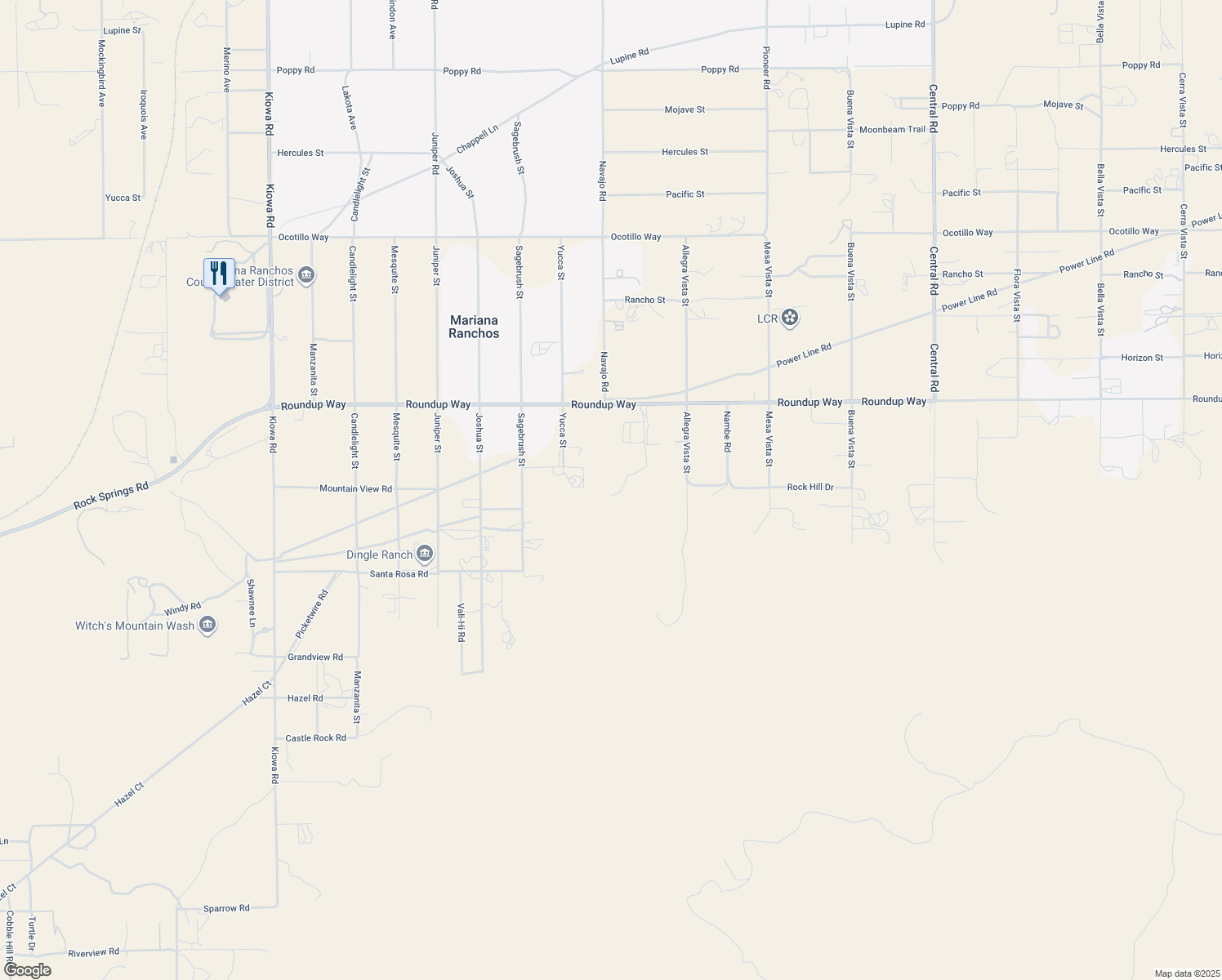 map of restaurants, bars, coffee shops, grocery stores, and more near 9125 Cholla Road in Apple Valley