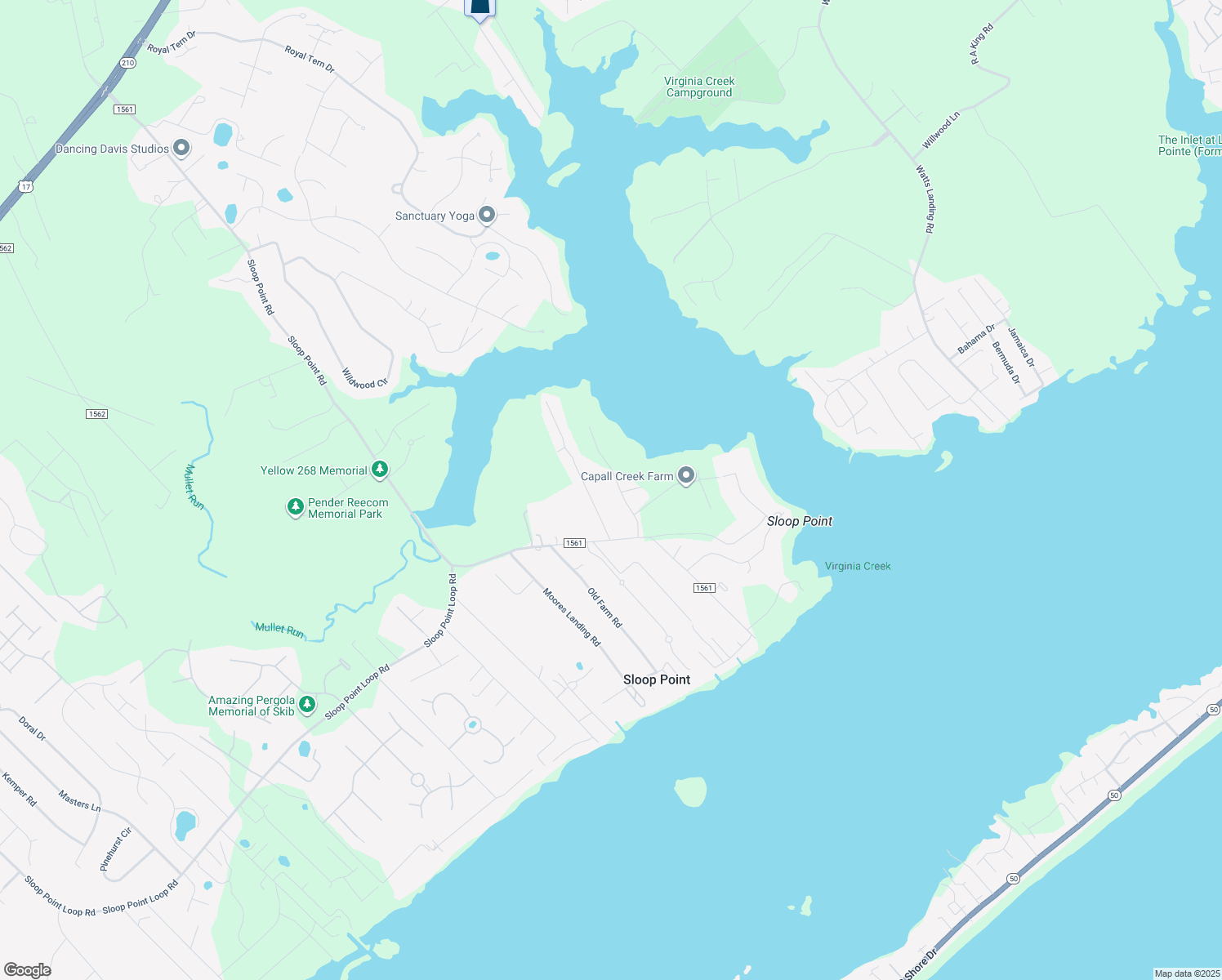 map of restaurants, bars, coffee shops, grocery stores, and more near 171 Redd Banks Lane in Hampstead